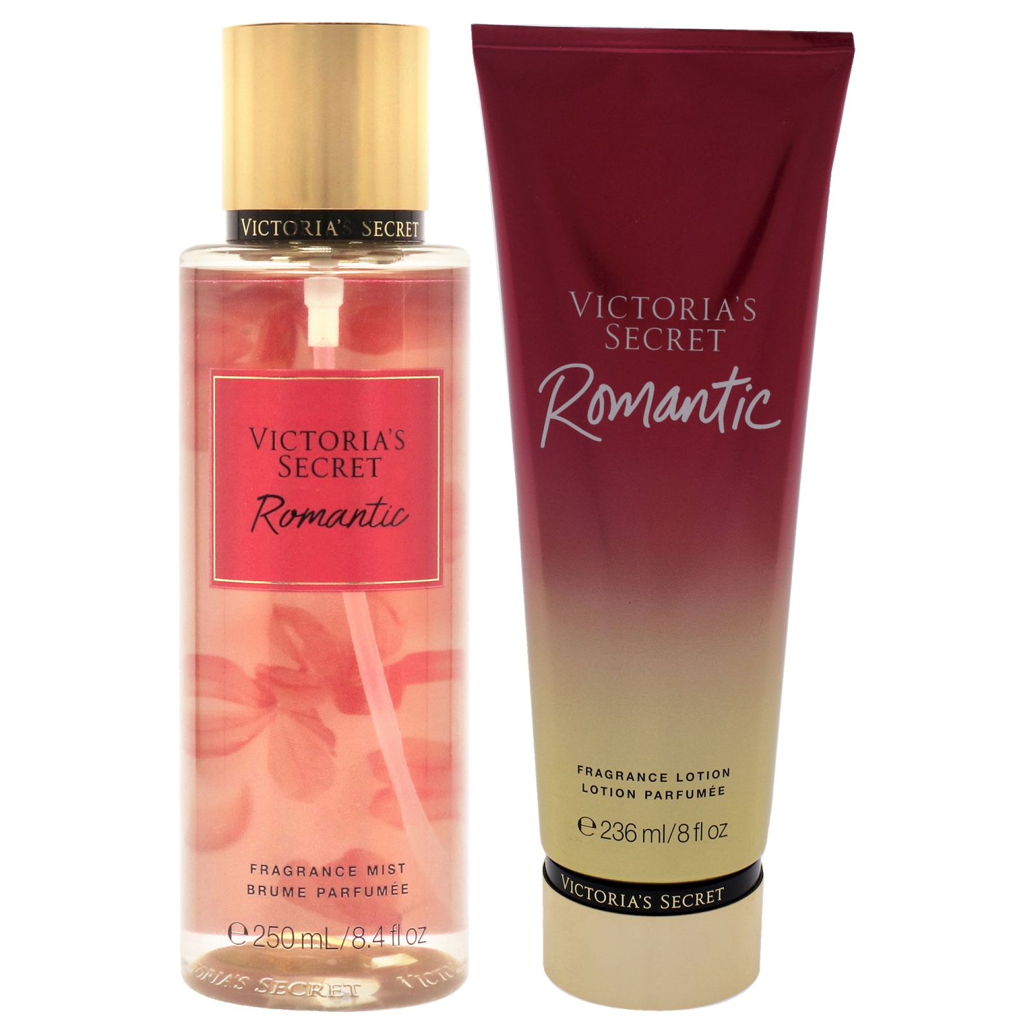 Romantic by Victorias Secret for Women - 2 Pc Kit 8.4 oz Fragrance Mist, 8 oz Body Lotion