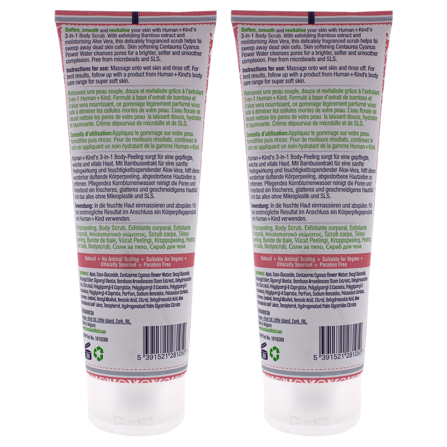 Body Scrub - Pack of 2 by Human+Kind for Unisex - 6.46 oz Scrub