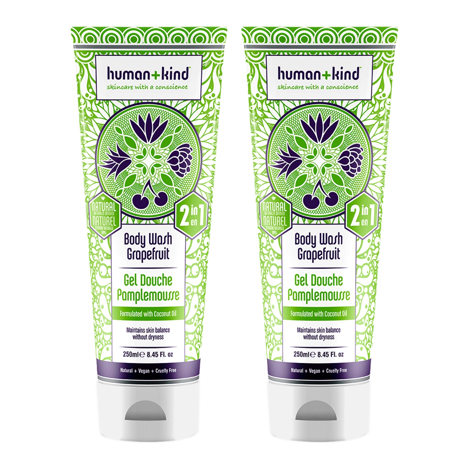 Body Wash - Grapefruit - Pack of 2 by Human+Kind for Unisex - 8.45 oz Body Wash