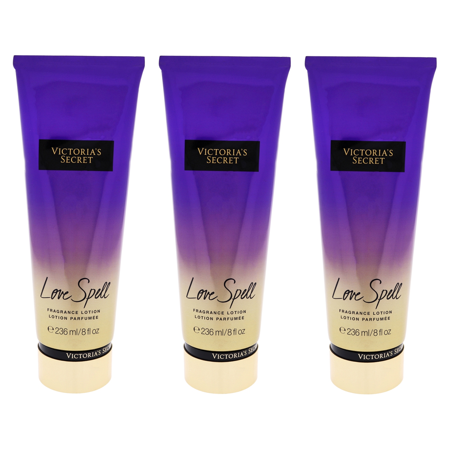 Love Spell Fragrance Lotion by Victorias Secret for Women - 8 oz Body Lotion - Pack of 3