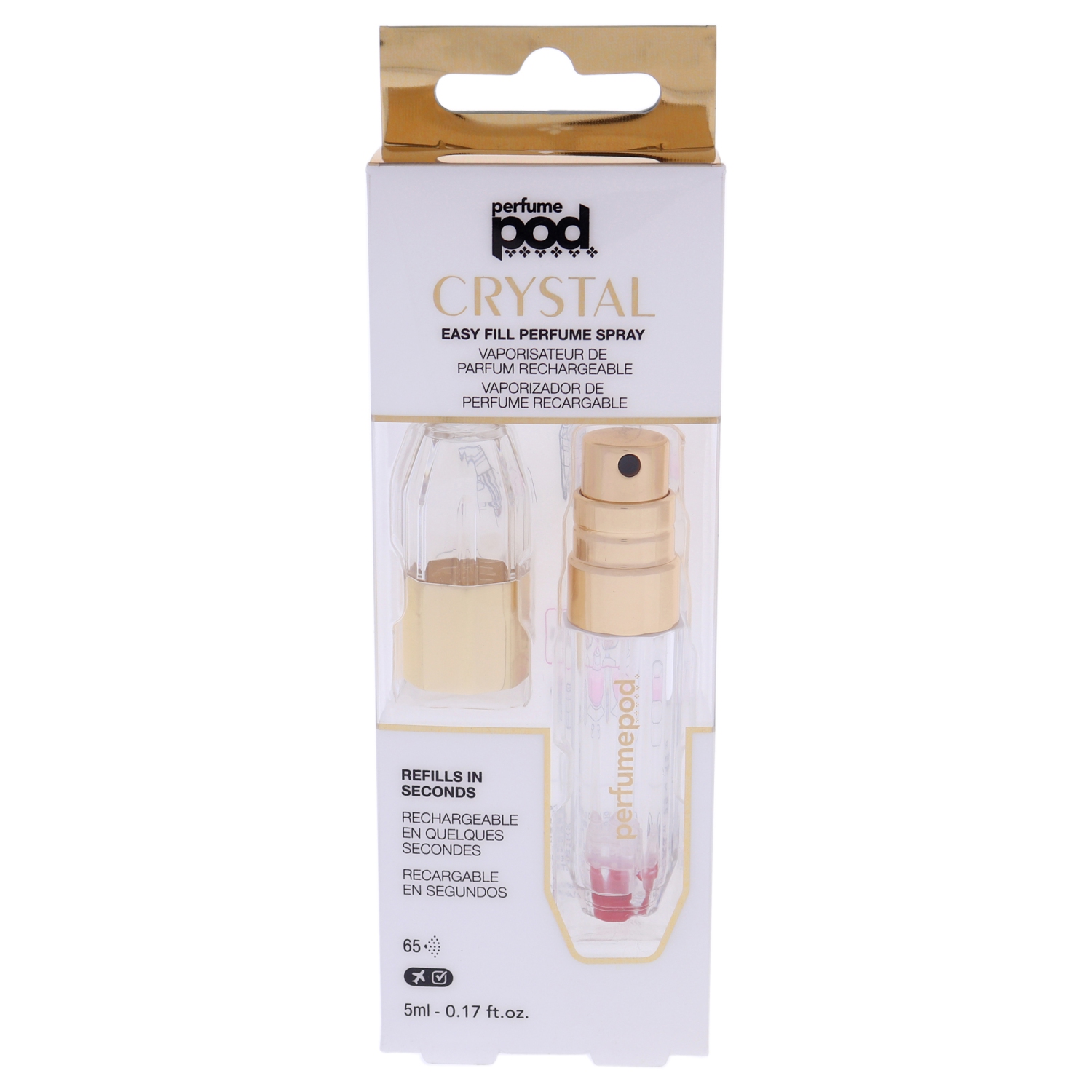 Perfume Pod Crystal Perfume Atomizer - Gold by Travalo for Unisex - 0.17 oz Refillable Spray