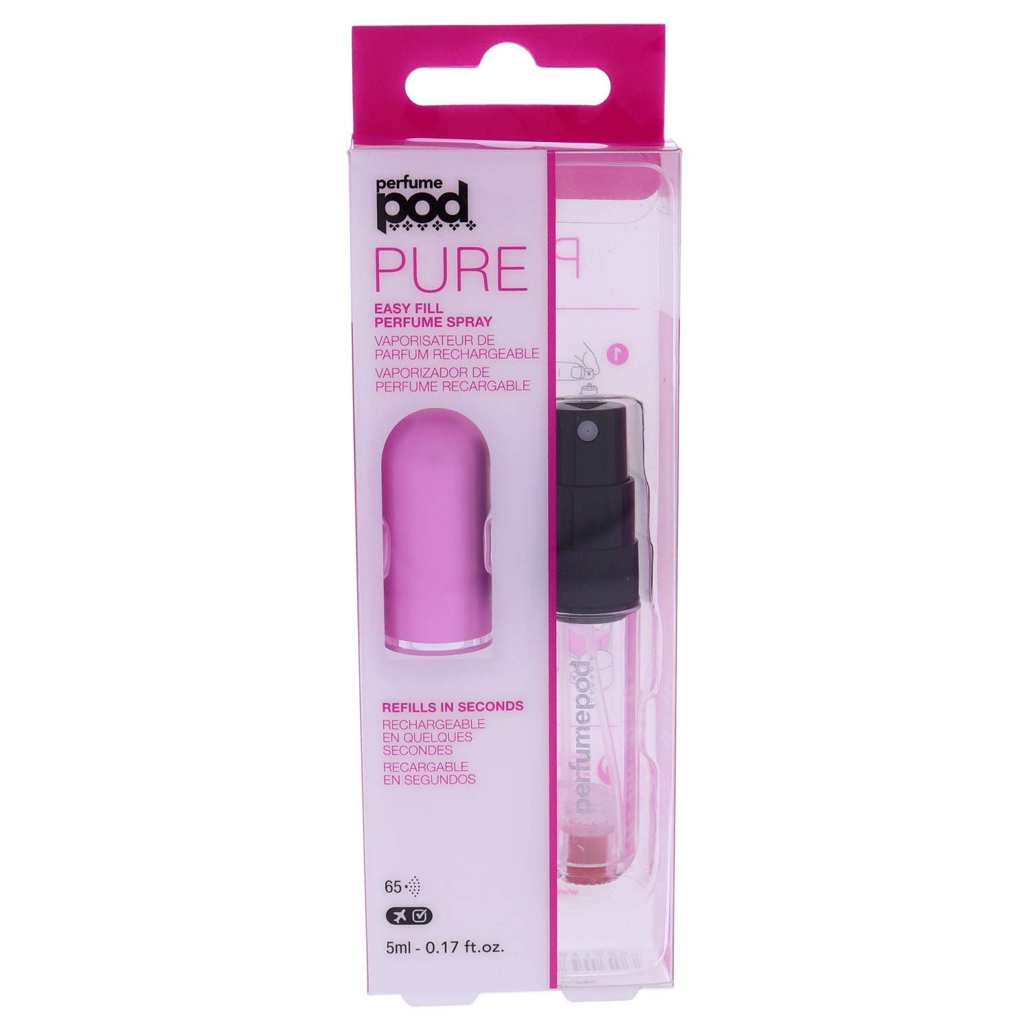 Perfume Pod Crystal Perfume Atomizer - Hot Pink by Travalo for Unisex - 0.17 oz Refillable Spray (Empty)