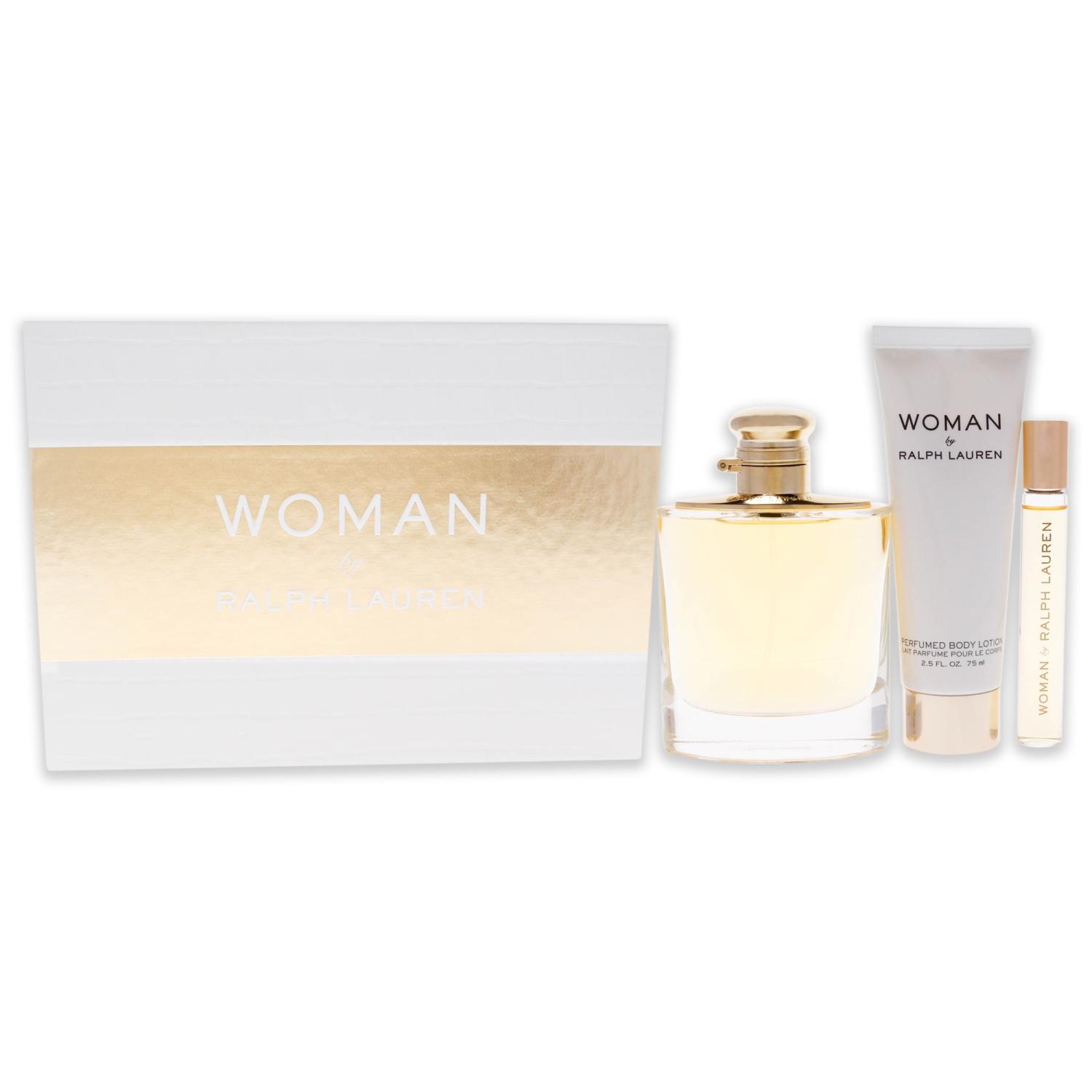 Woman by Ralph Lauren for Women - 3 Pc Gift Set 3.4oz EDP Spray, 0.34oz EDP Rollerball, 2.5oz Perfumed Body Lotion