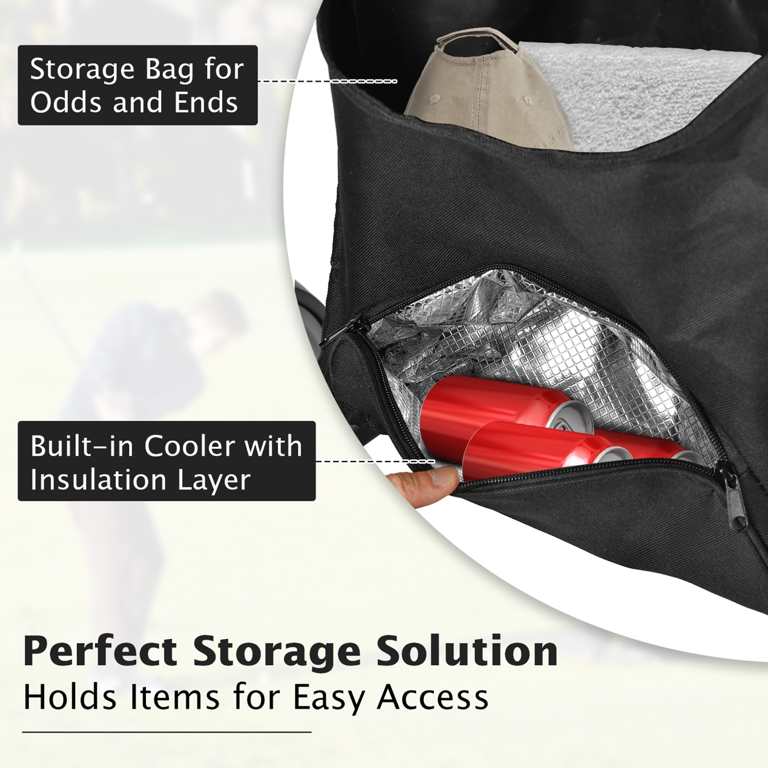 Gymax 4 Wheels Foldable Golf Push Pull Cart Trolley w/ Brake Waterproof Bag