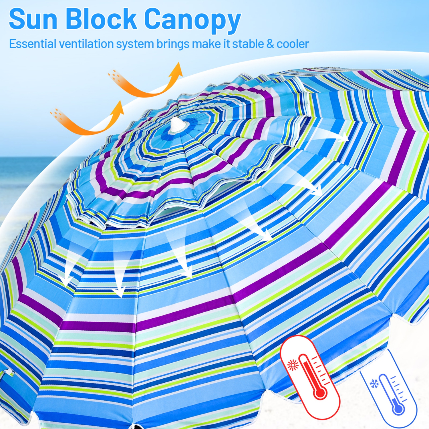 Parasol de plageGymax(243cm) – Avec sac de transport