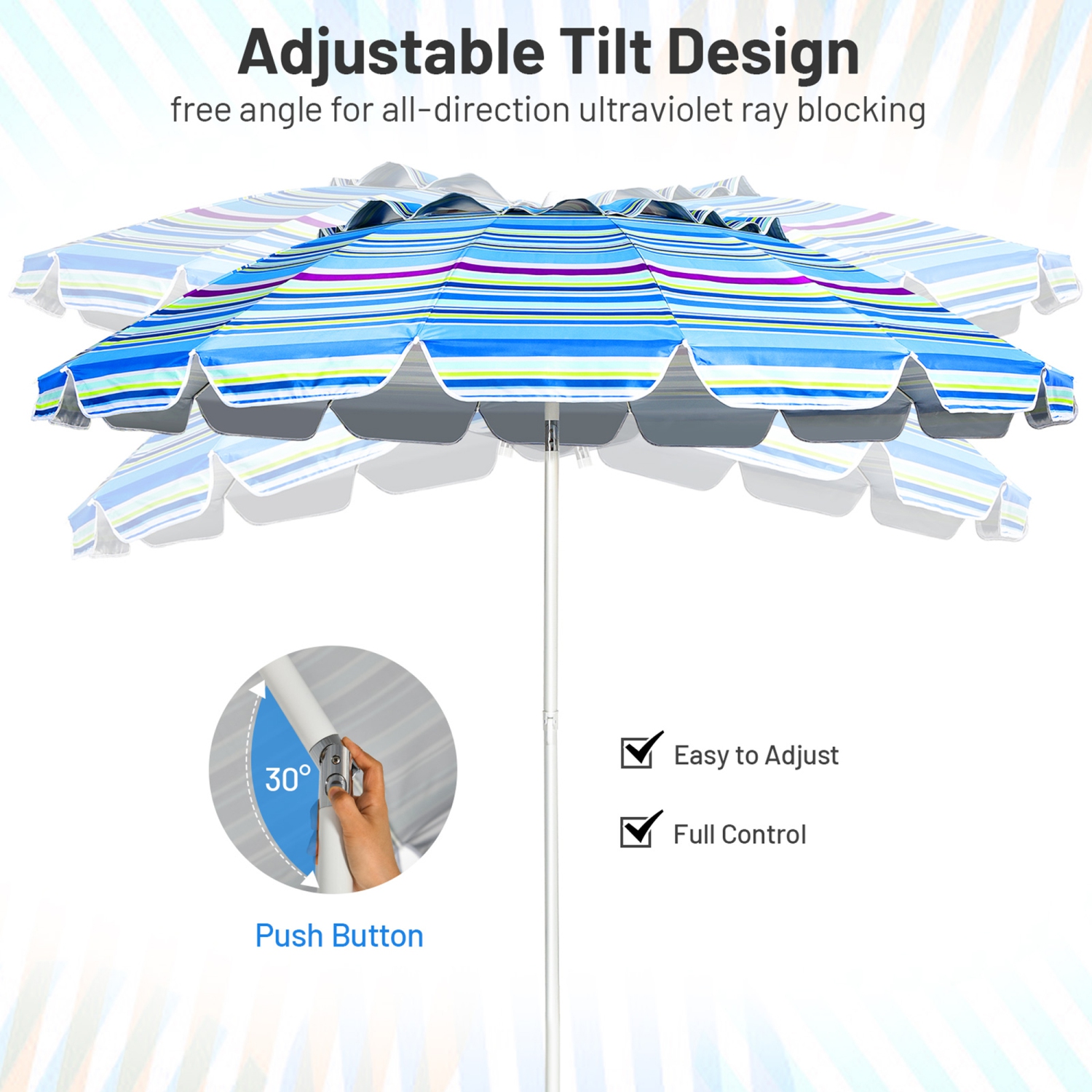 Parasol de plageGymax(243cm) – Avec sac de transport