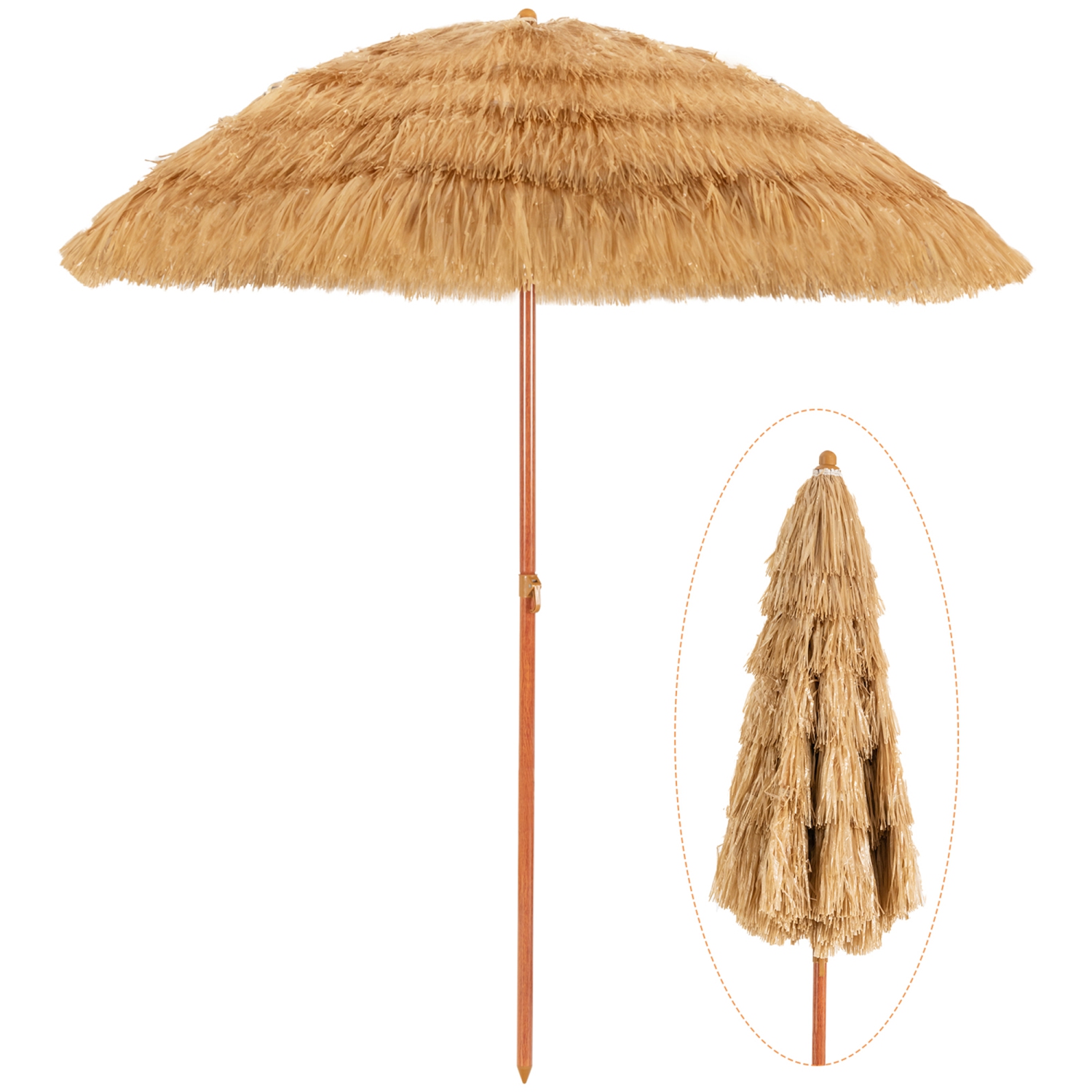 Parasol de plage en paille Gymax