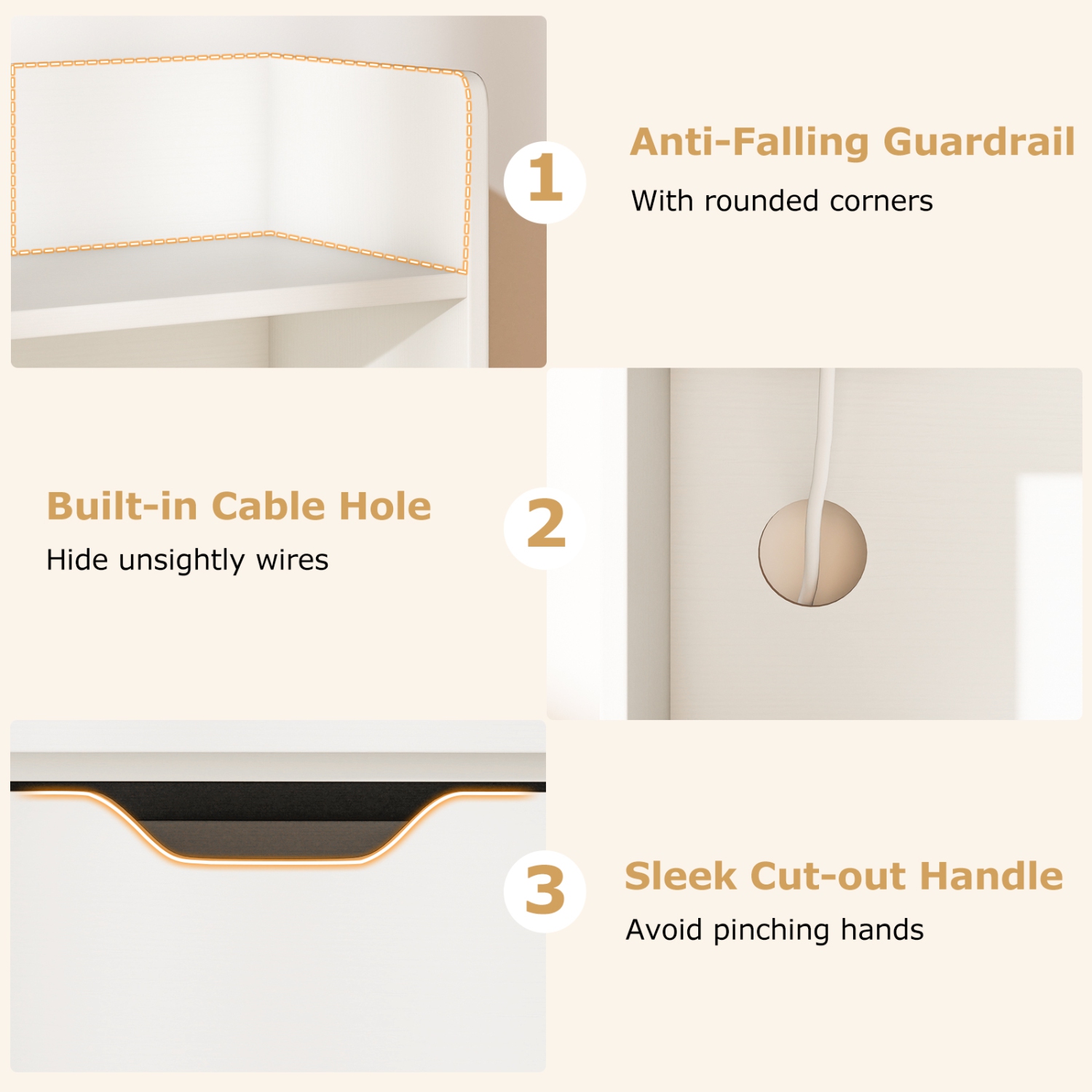 Bureau d'ordinateur moderne Gymax avec station de recharge USB et port de type C.