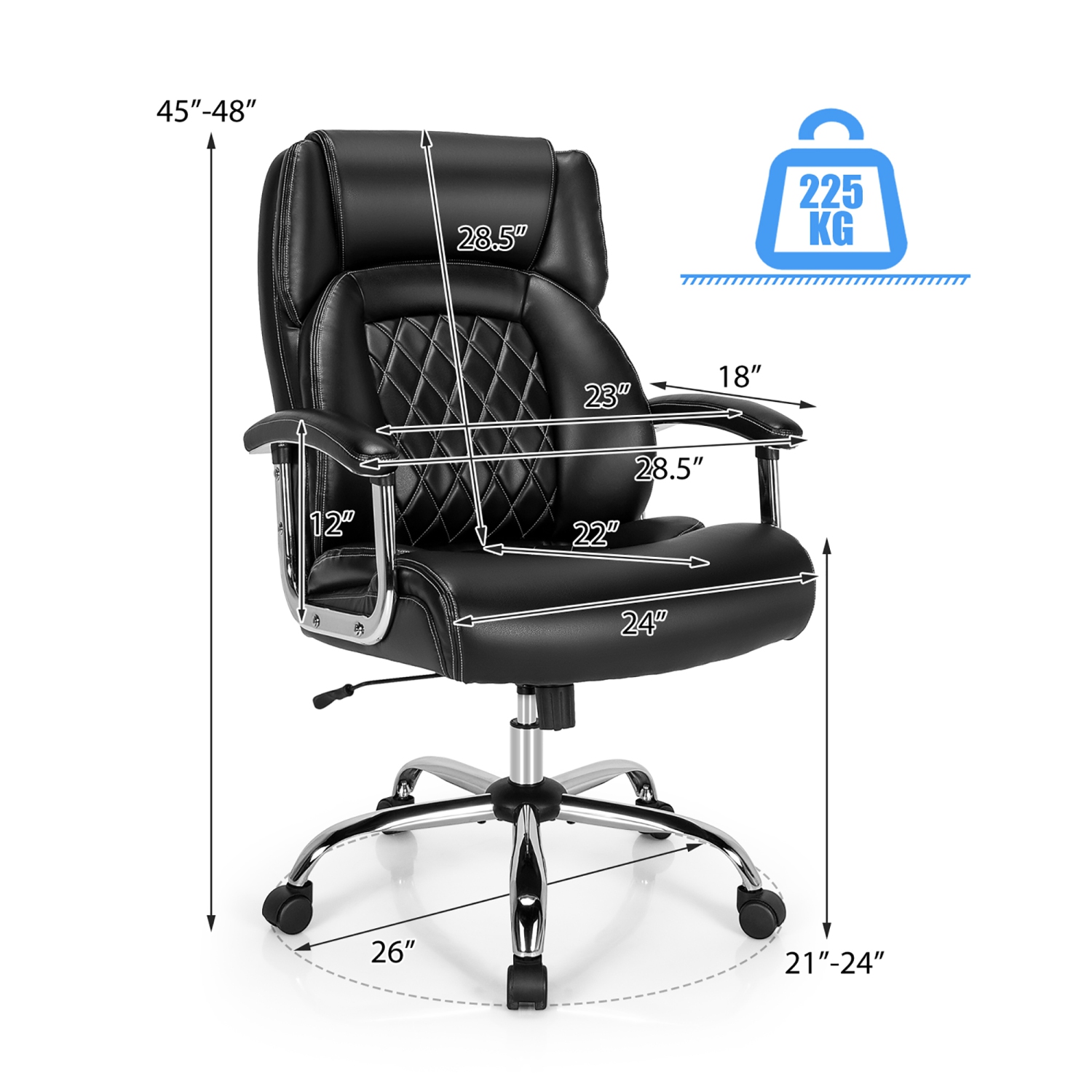 Gymax 500LBS High Back Big & Tall Office Chair Adjustable Leather Task Chair