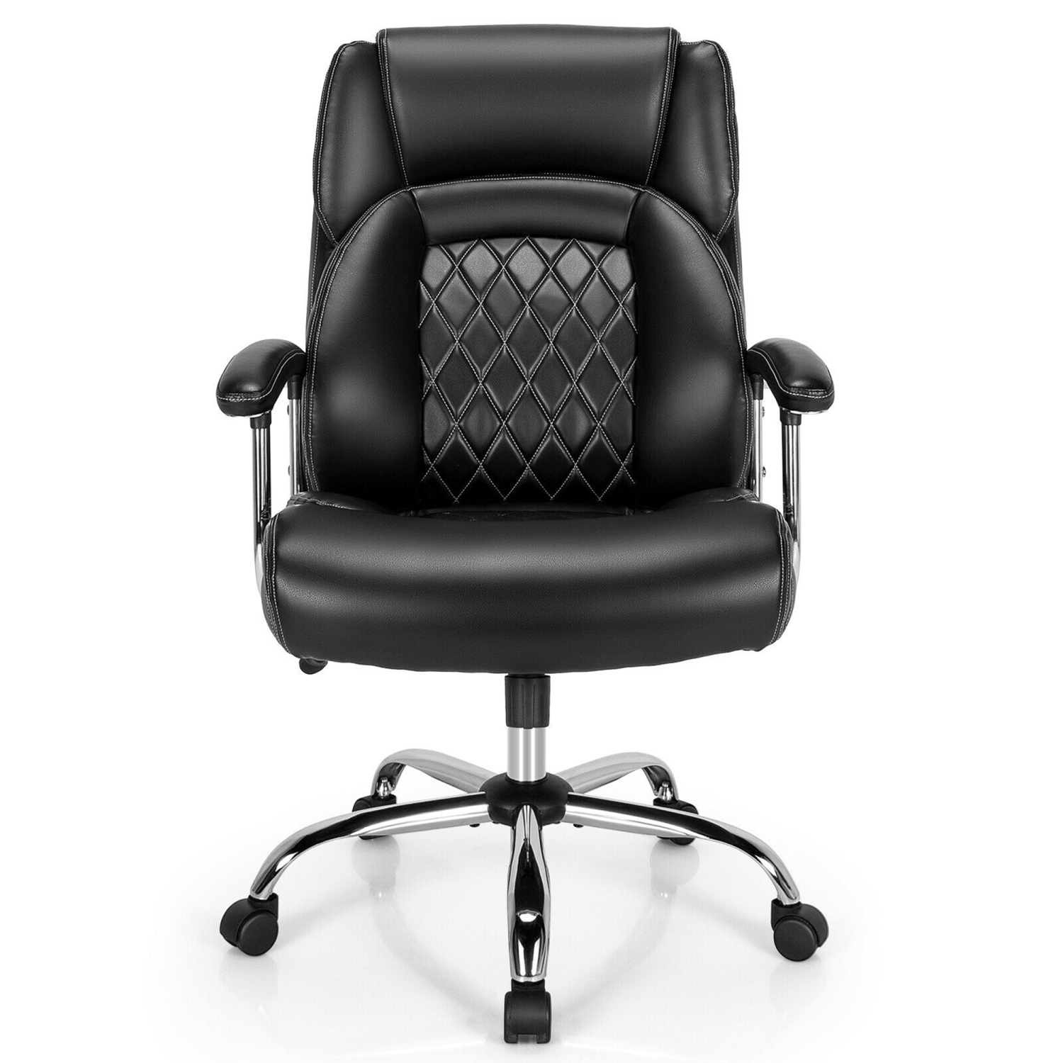 Gymax 500LBS High Back Big & Tall Office Chair Adjustable Leather Task Chair