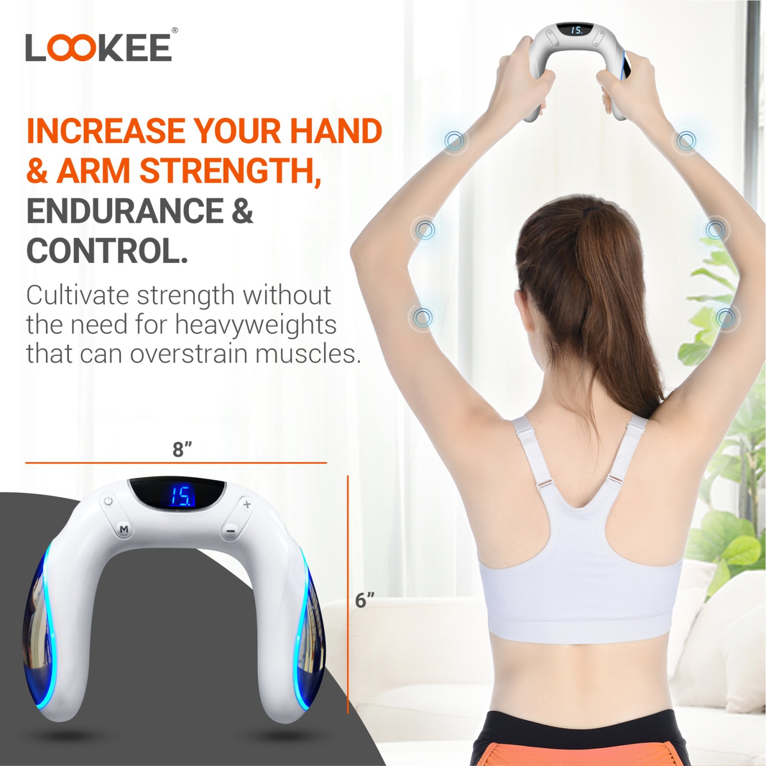 LOOKEE® Arm Workout EMS Exerciser, Electric Muscle Stimulator Trainer Machine for Arms and Hands.
