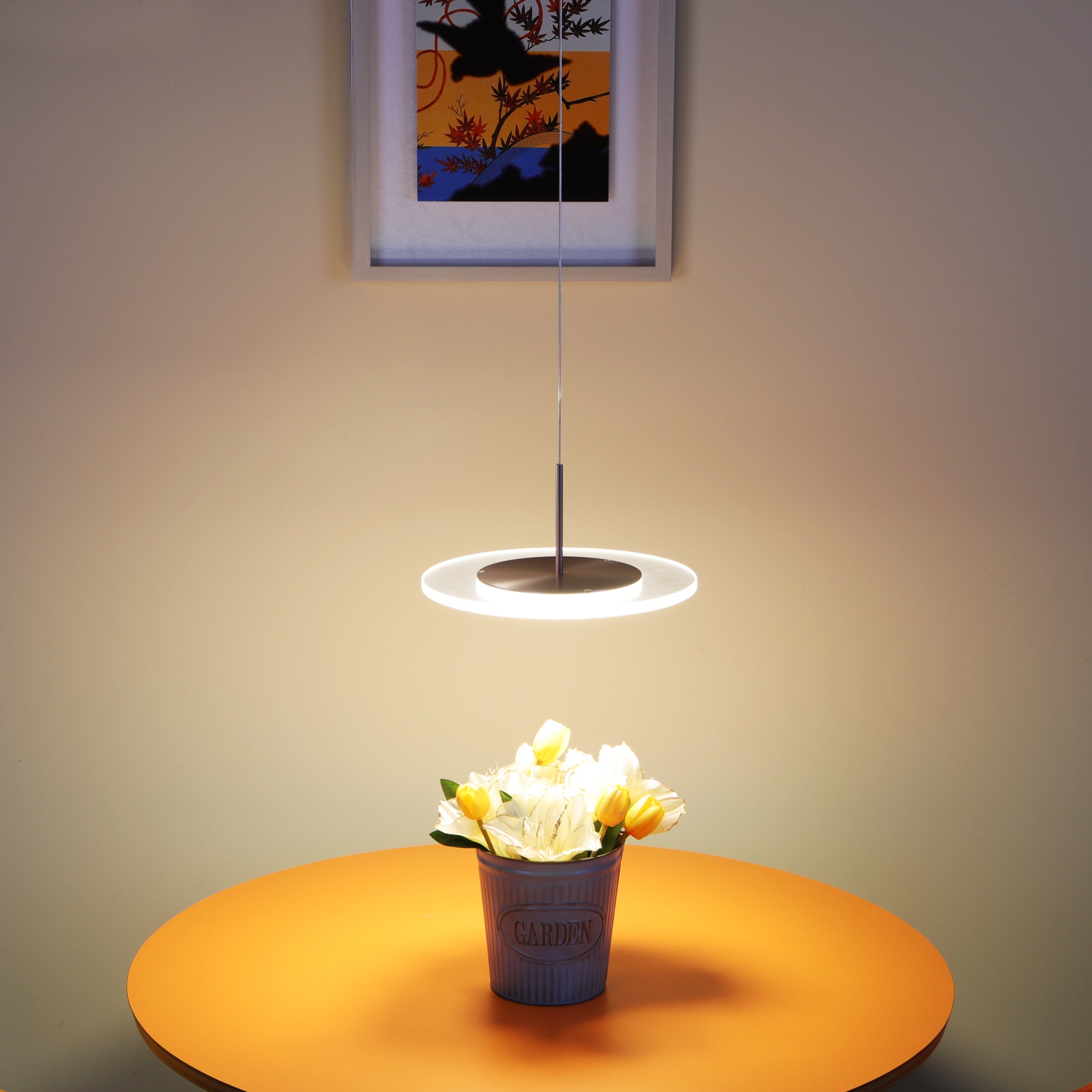 Tubicen LED Dimmable Pendant Light , 8W Kitchen Island Dining Table Pendant Lamp, Uniform Light Hanging Ceiling Light Fixtures, 11.8”-126” Height