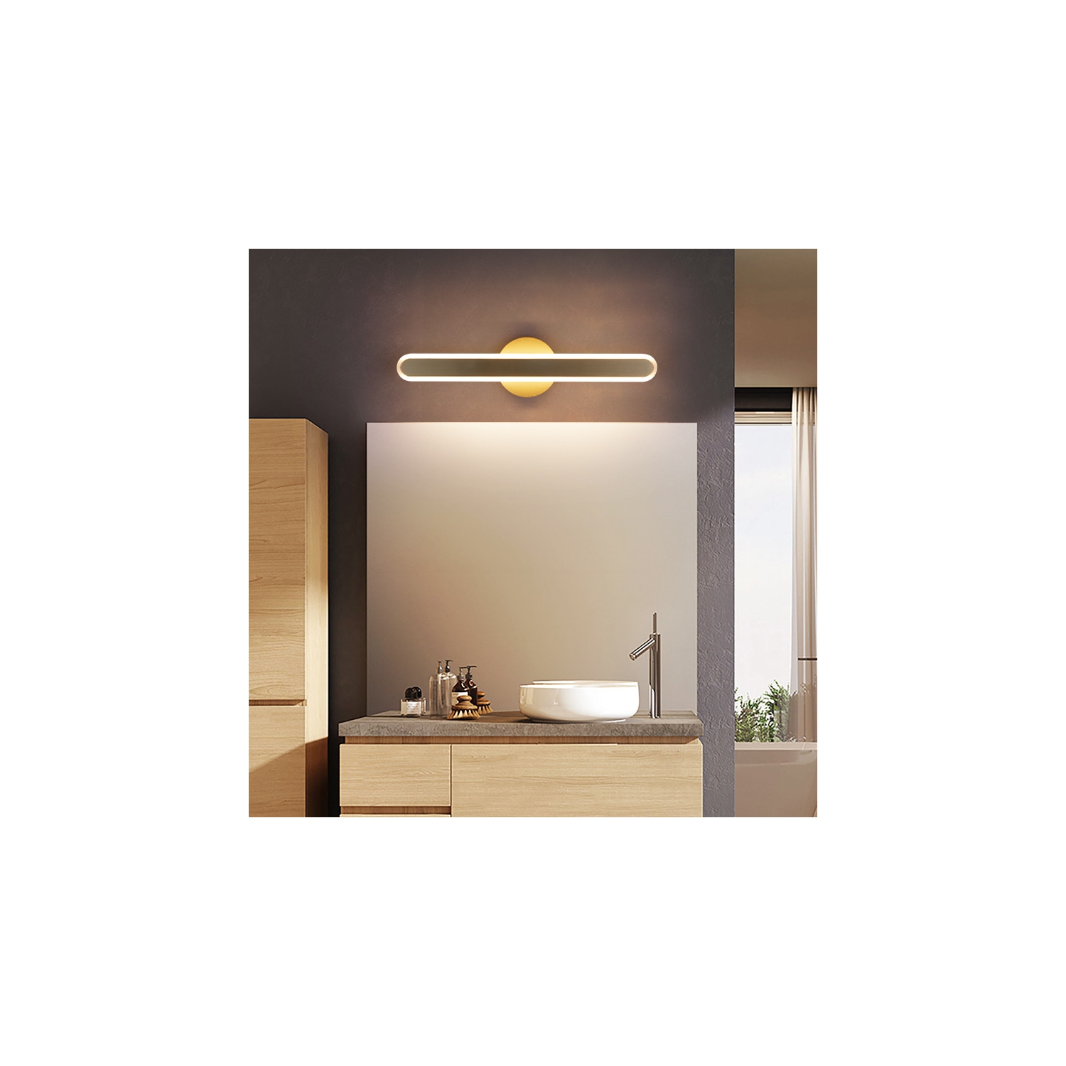 Tubicen LED Dimmable Linear Vanity Light, 21.6"L Modern Bathroom Light Fixture, 360° Angle Lighting Bath Vanity Bar Light, 10W Wall Sconce Lighting