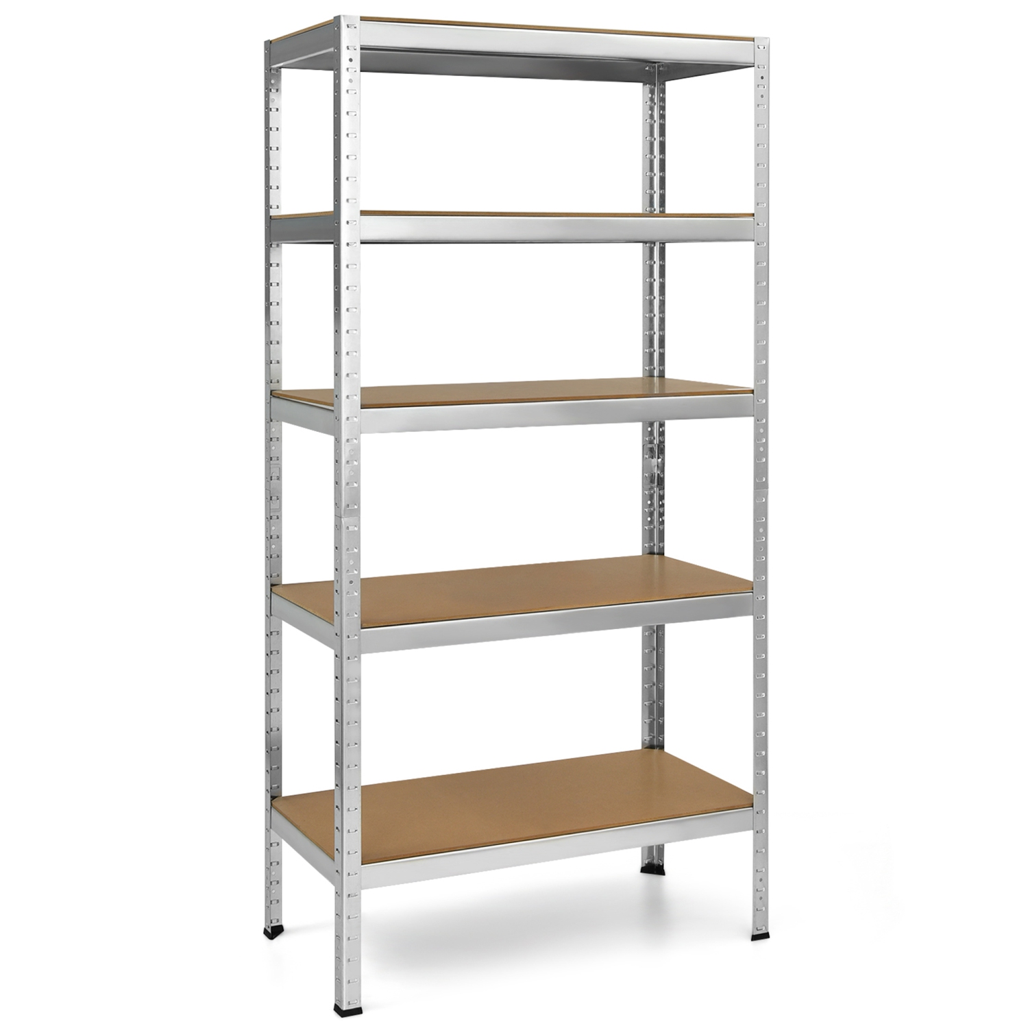 Gymax 72'' Steel 5-tier Garage Shelf Metal Storage Adjustable Unit Silver