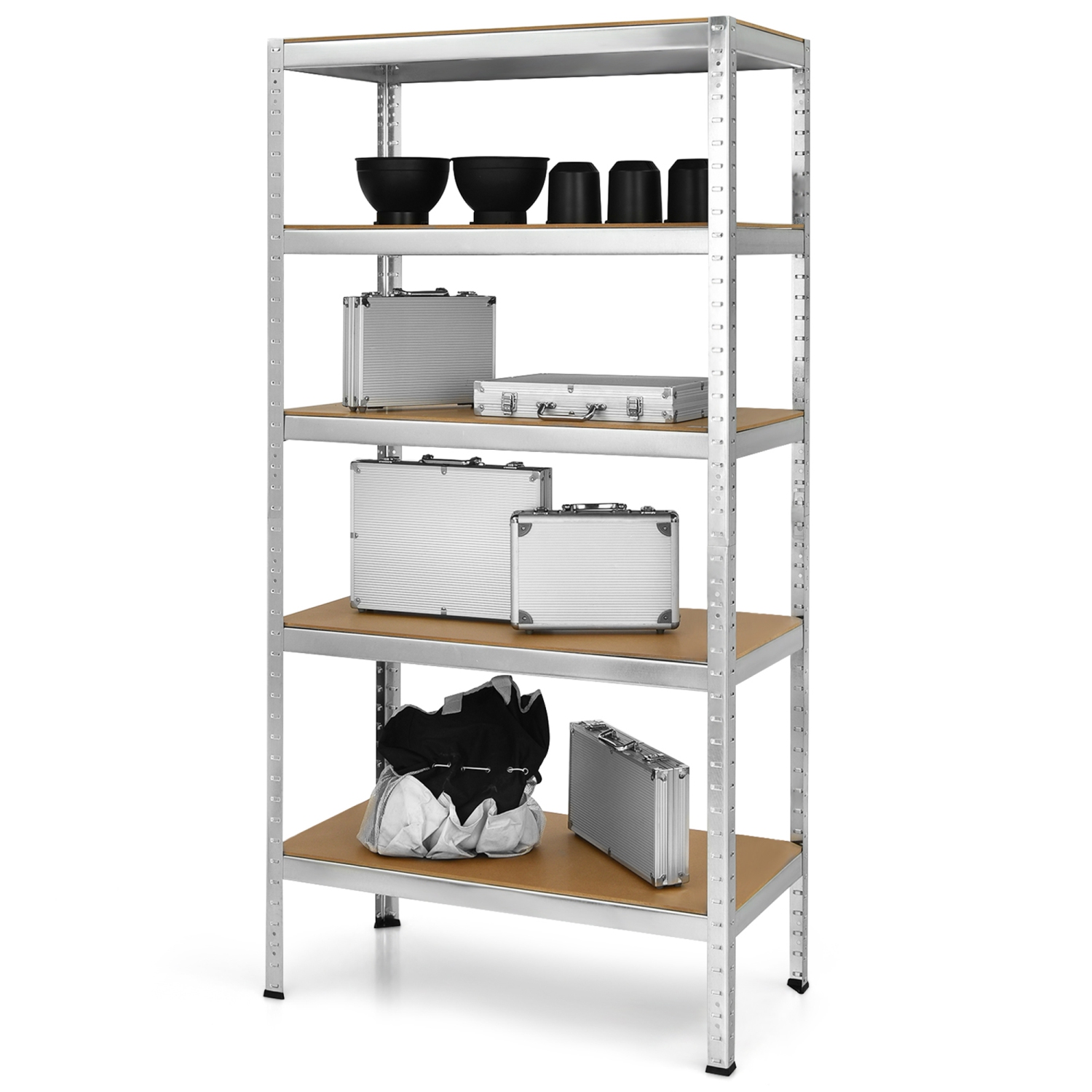 Gymax 72'' Steel 5-tier Garage Shelf Metal Storage Adjustable Unit Silver