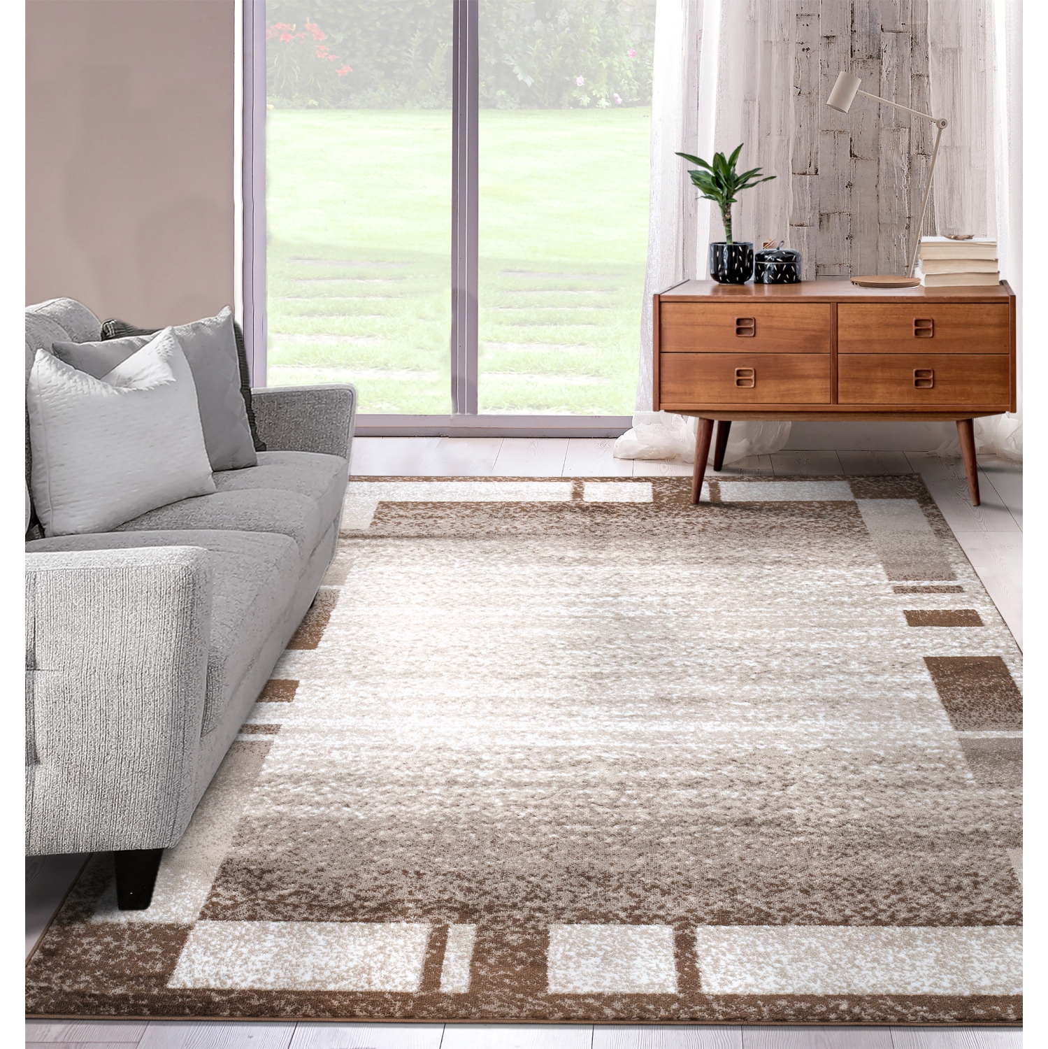 26x5 ft A2Z Rug Modern Contemporary Beige Palma 9958 Area Rugs 80x150 cm 