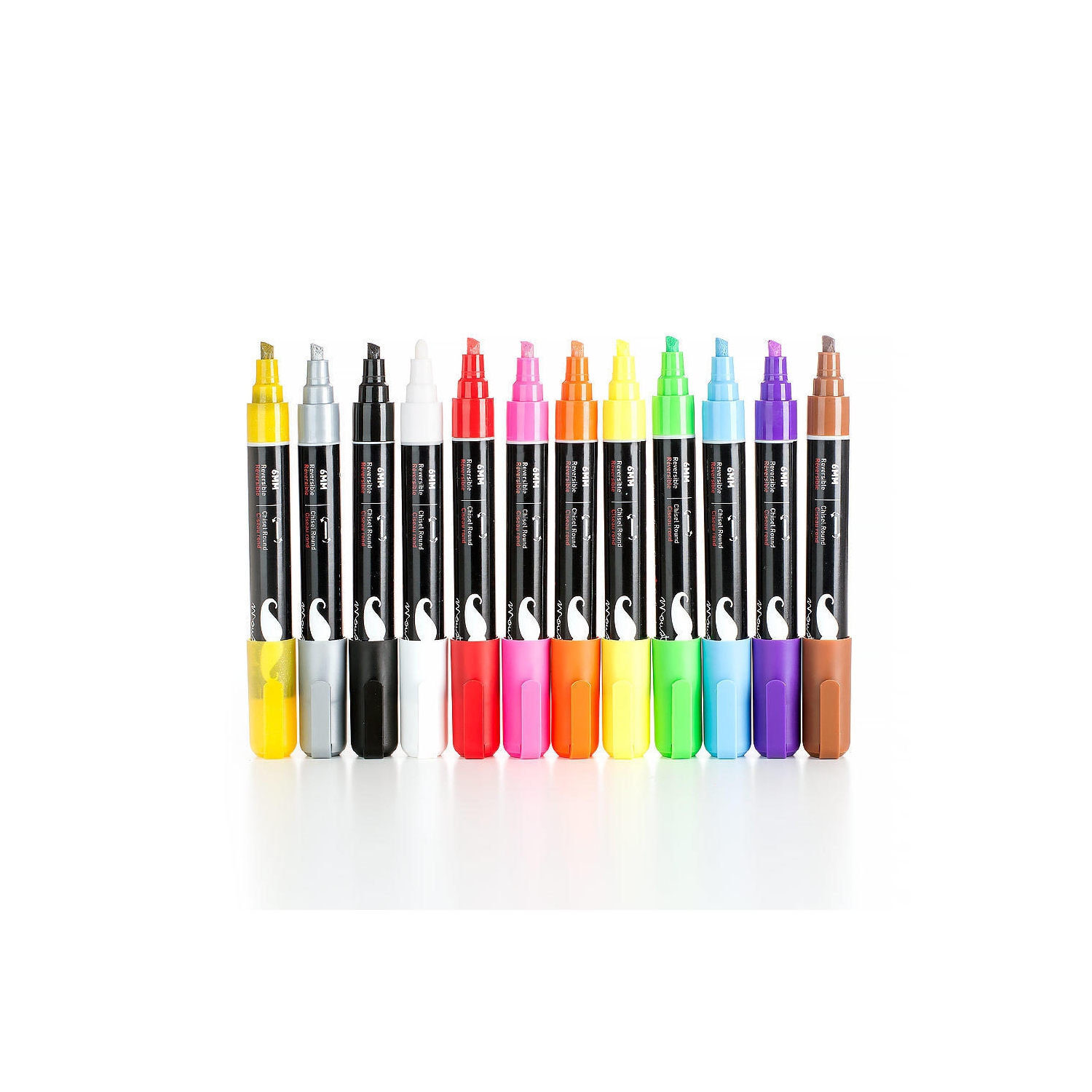 Liquid Chalk Board Window Markers, 12/Pack, With Free 40 Chalkboard Labels - Moustache®