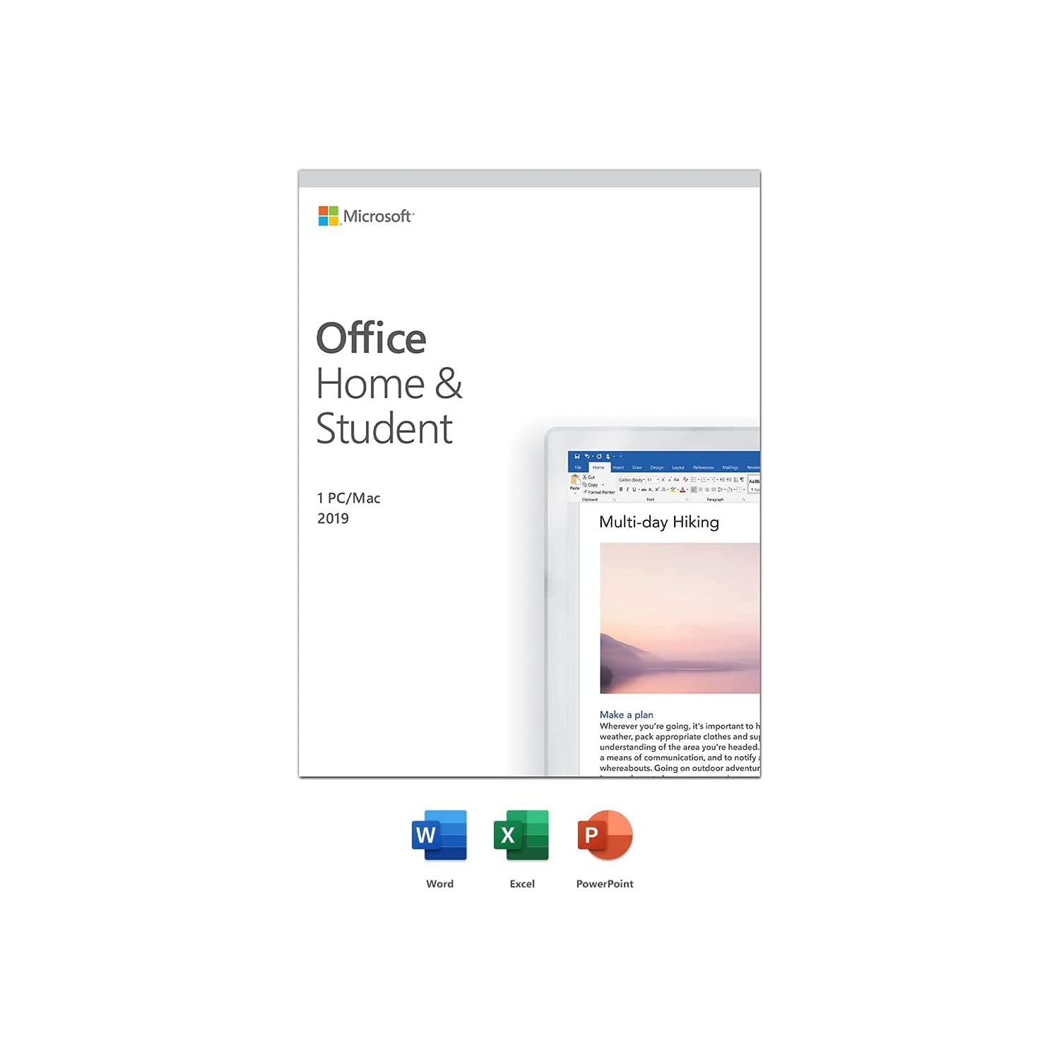 Microsoft Office Home and Student 2019, 1 device, Windows 10 PC/Mac