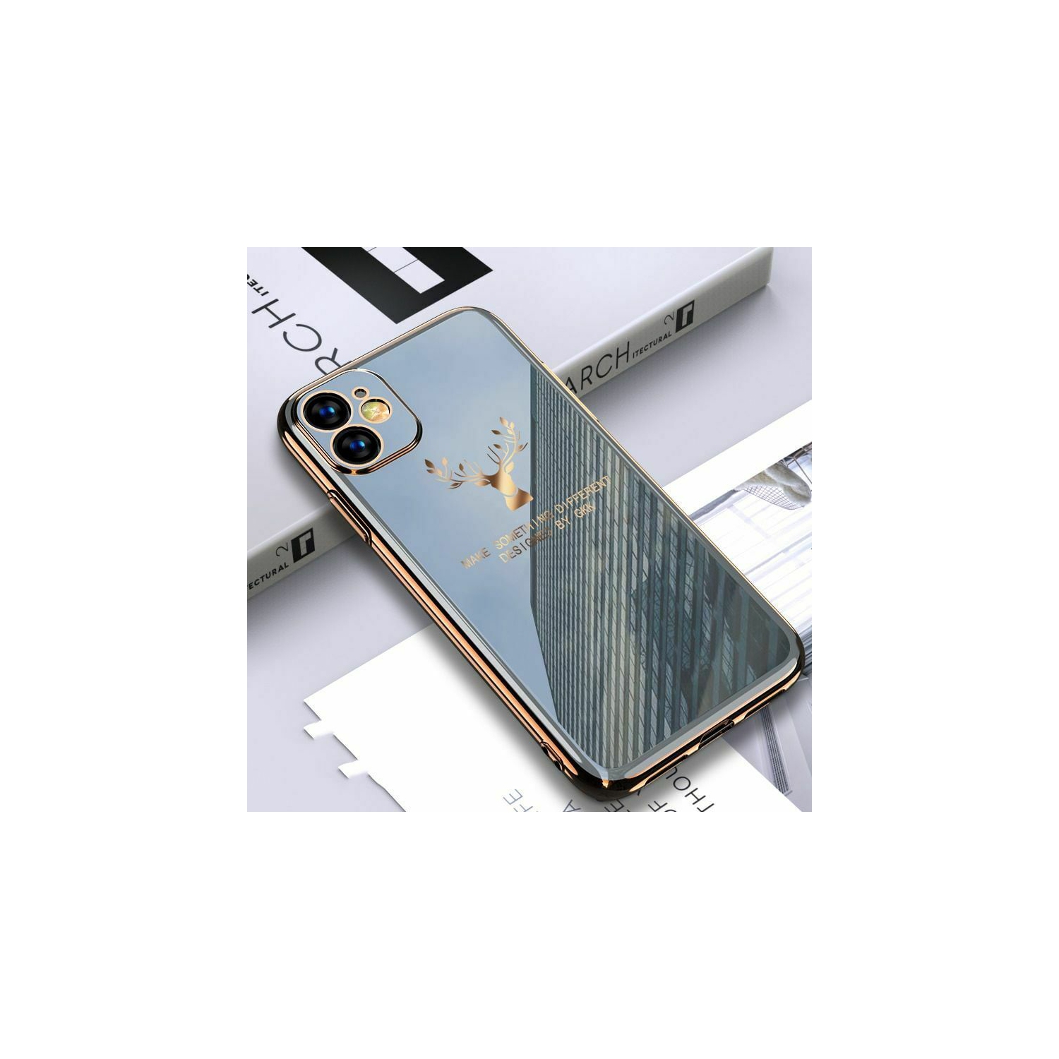 Plating Deer Case Camera Protect Phone Skin Case Cover For iPhone 12 Pro Max