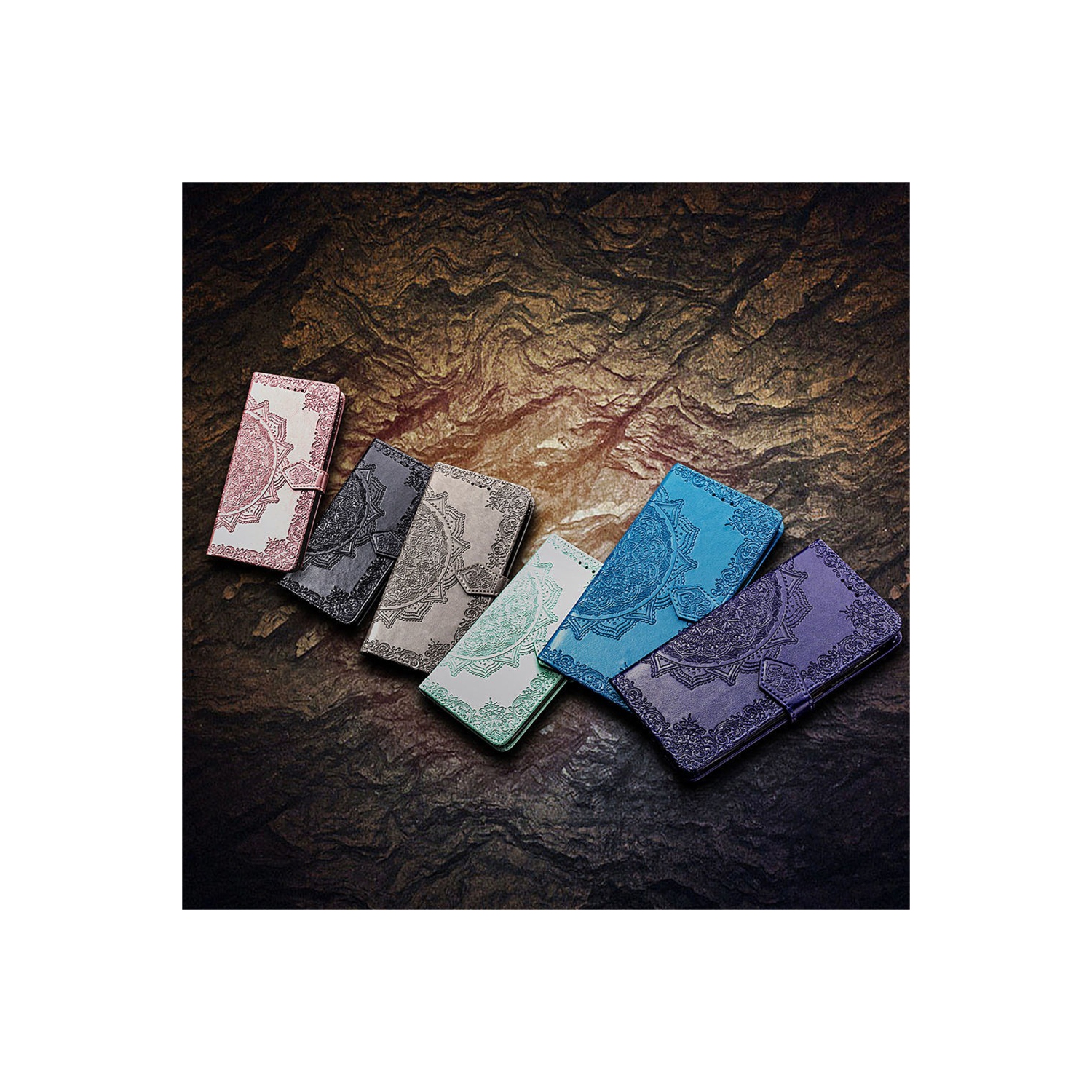 Luxury Embossed Mandala Floral Pattern Premium PU Leather Flip Wallet Case SKYXD Luxury 3D for Samsung Galaxy S21 Plus