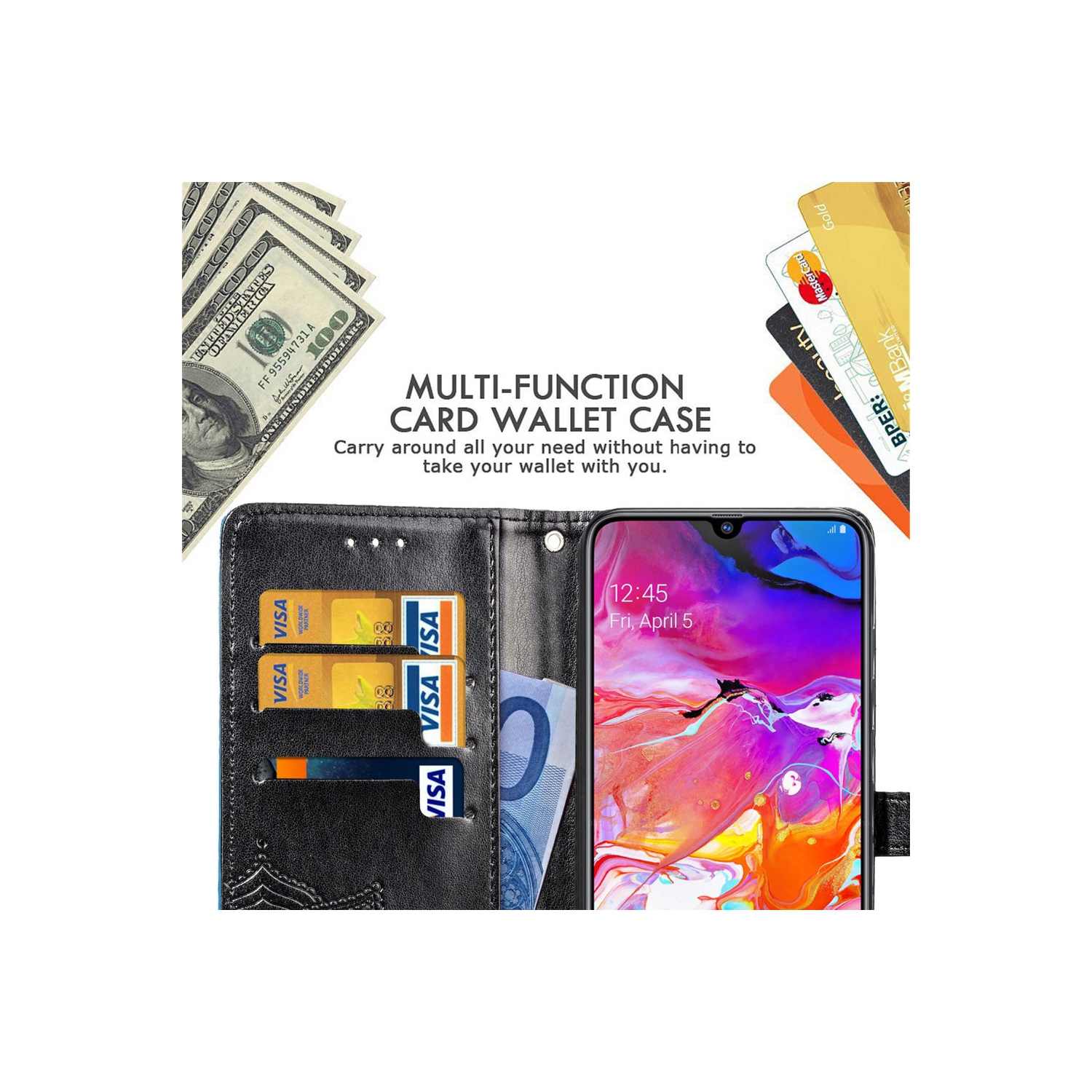 Luxury Embossed Mandala Floral Pattern Premium PU Leather Flip Wallet Case SKYXD Luxury 3D for Samsung Galaxy S21 Plus