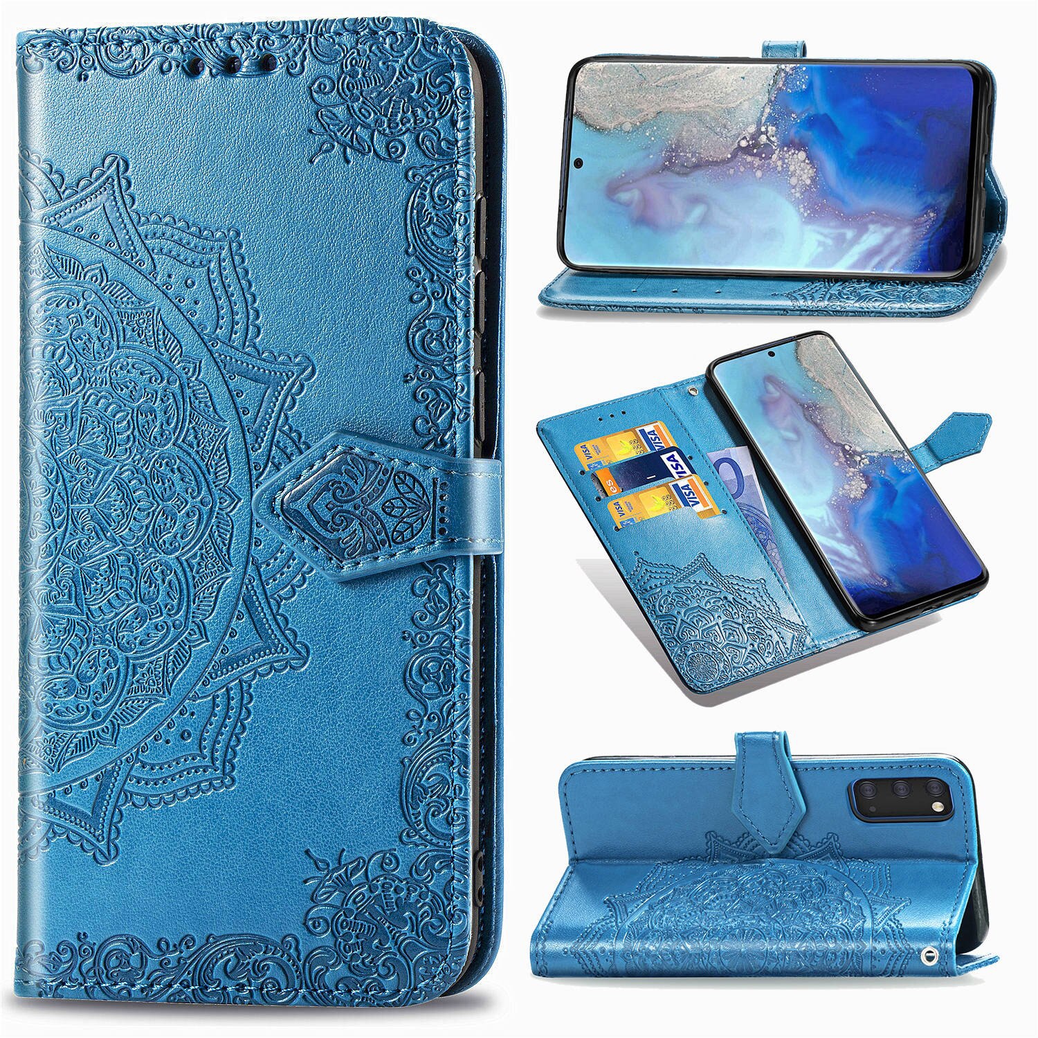 Luxury Embossed Mandala Floral Pattern Premium PU Leather Flip Wallet Case SKYXD Luxury 3D for Samsung Galaxy S21 Plus