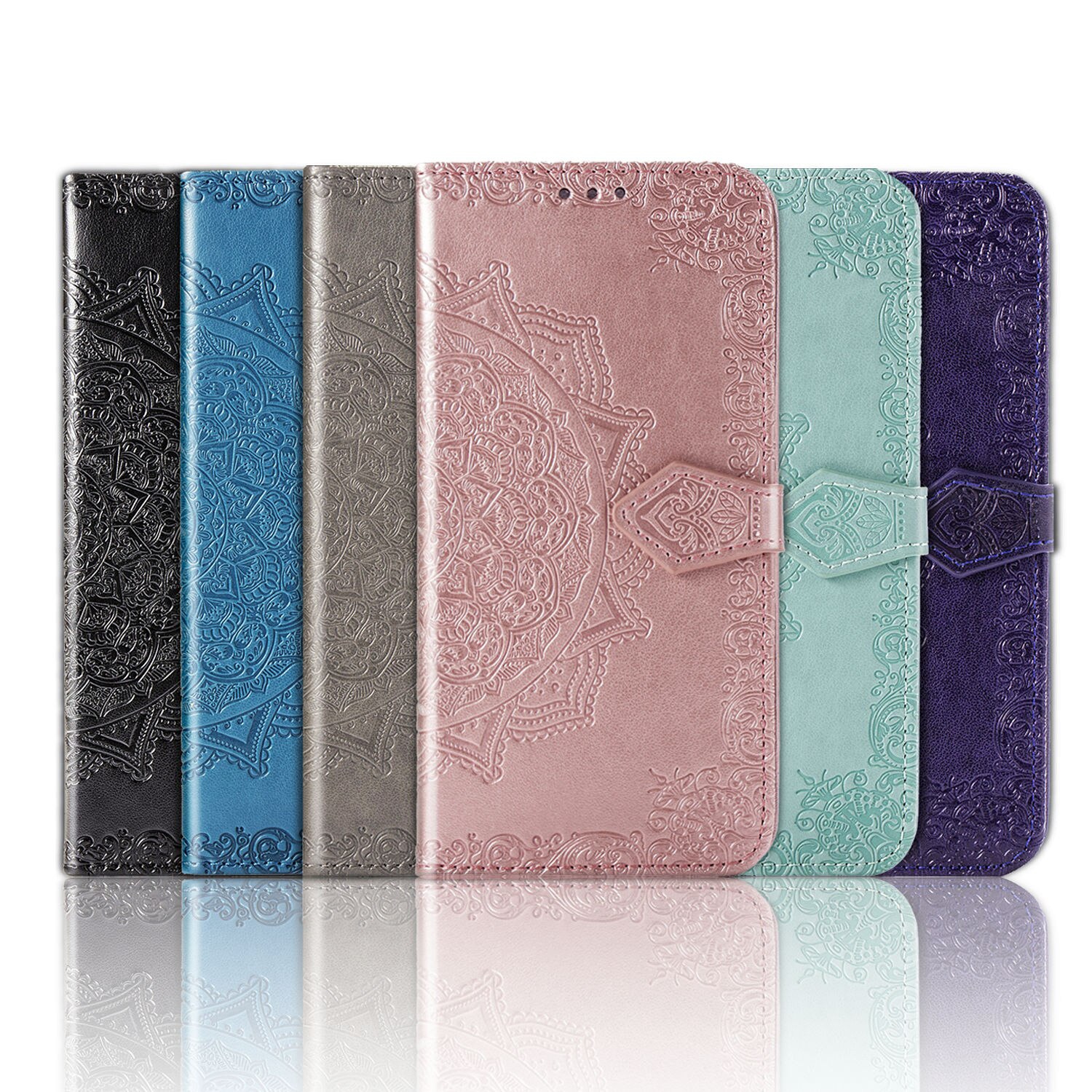 Luxury Embossed Mandala Floral Pattern Premium PU Leather Flip Wallet Case SKYXD Luxury 3D for Samsung Galaxy S21 Plus