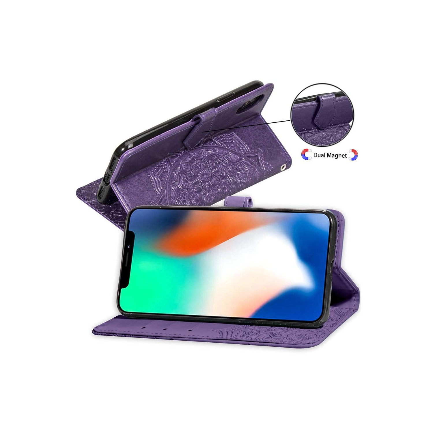 Luxury Embossed Mandala Floral Pattern Premium PU Leather Flip Wallet Case SKYXD Luxury 3D for Samsung Galaxy S21 Plus