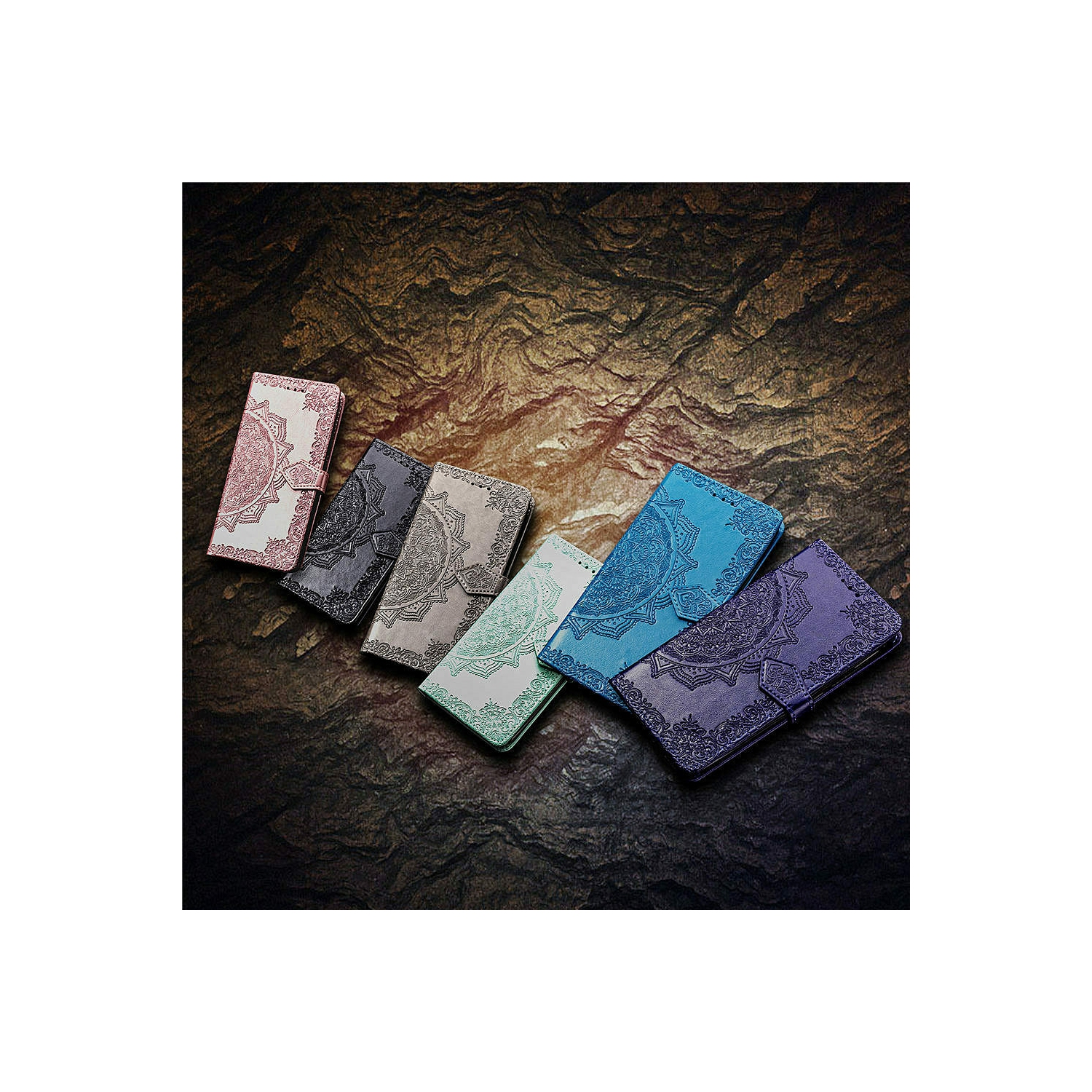 Luxury Embossed Mandala Floral Pattern Premium PU Leather Flip Wallet Case SKYXD Luxury 3D for Samsung Galaxy S21 Plus