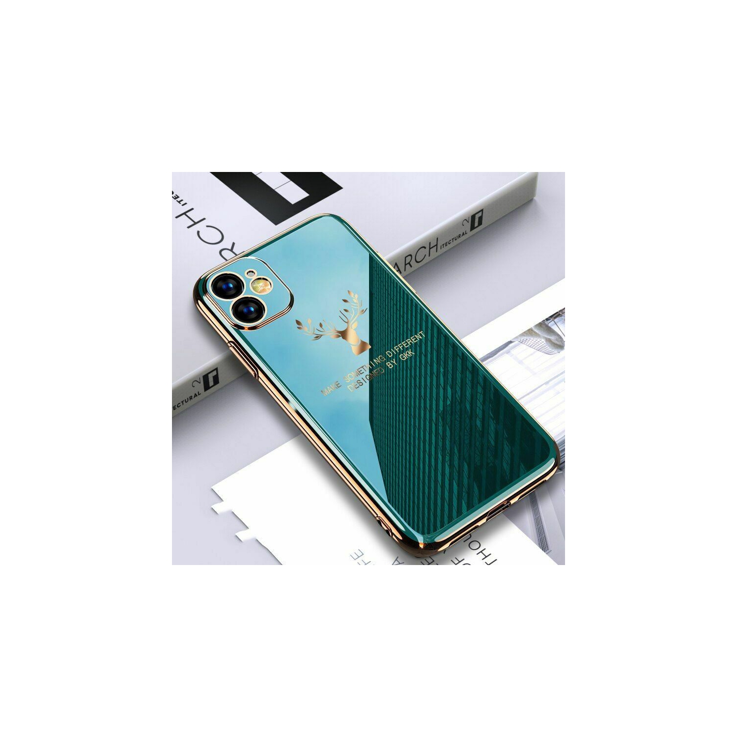 Plating Deer Case Camera Protect Phone Skin Case Cover For iPhone 12 and 12 Pro