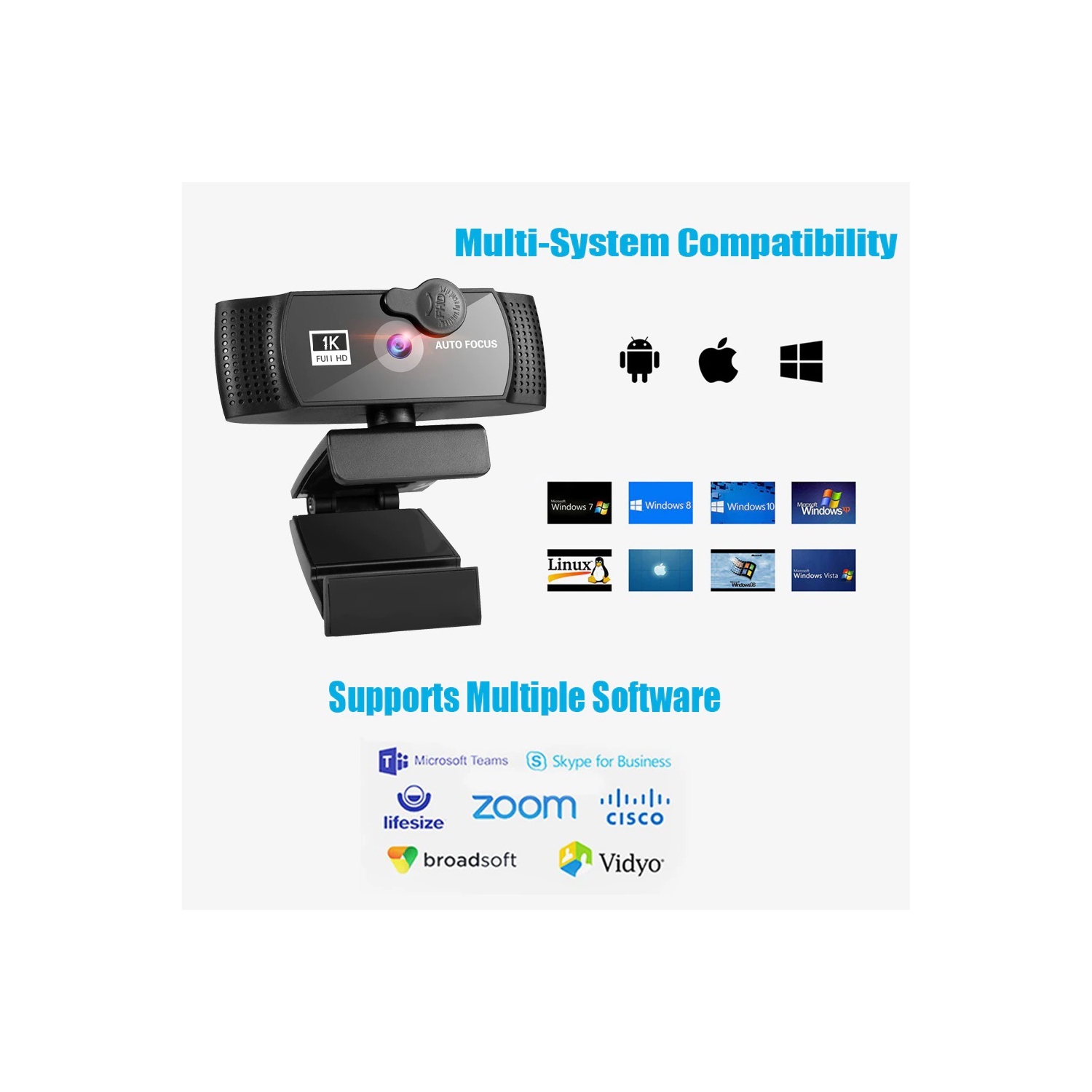 1080P 1K Full HD Webcam with Stand For PC Computer Laptop USB Web Cam With Microphone Autofocus for video Conferences