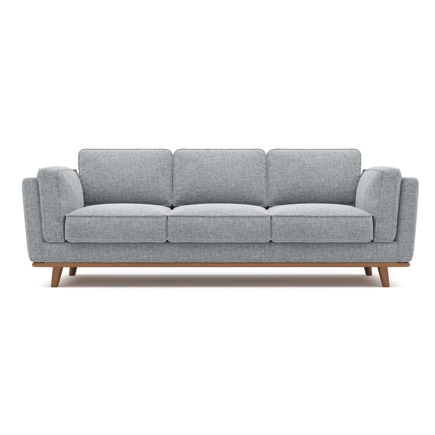 Valencia Artisan Modern Fabric Sofa with Wooden Base, Grey Color