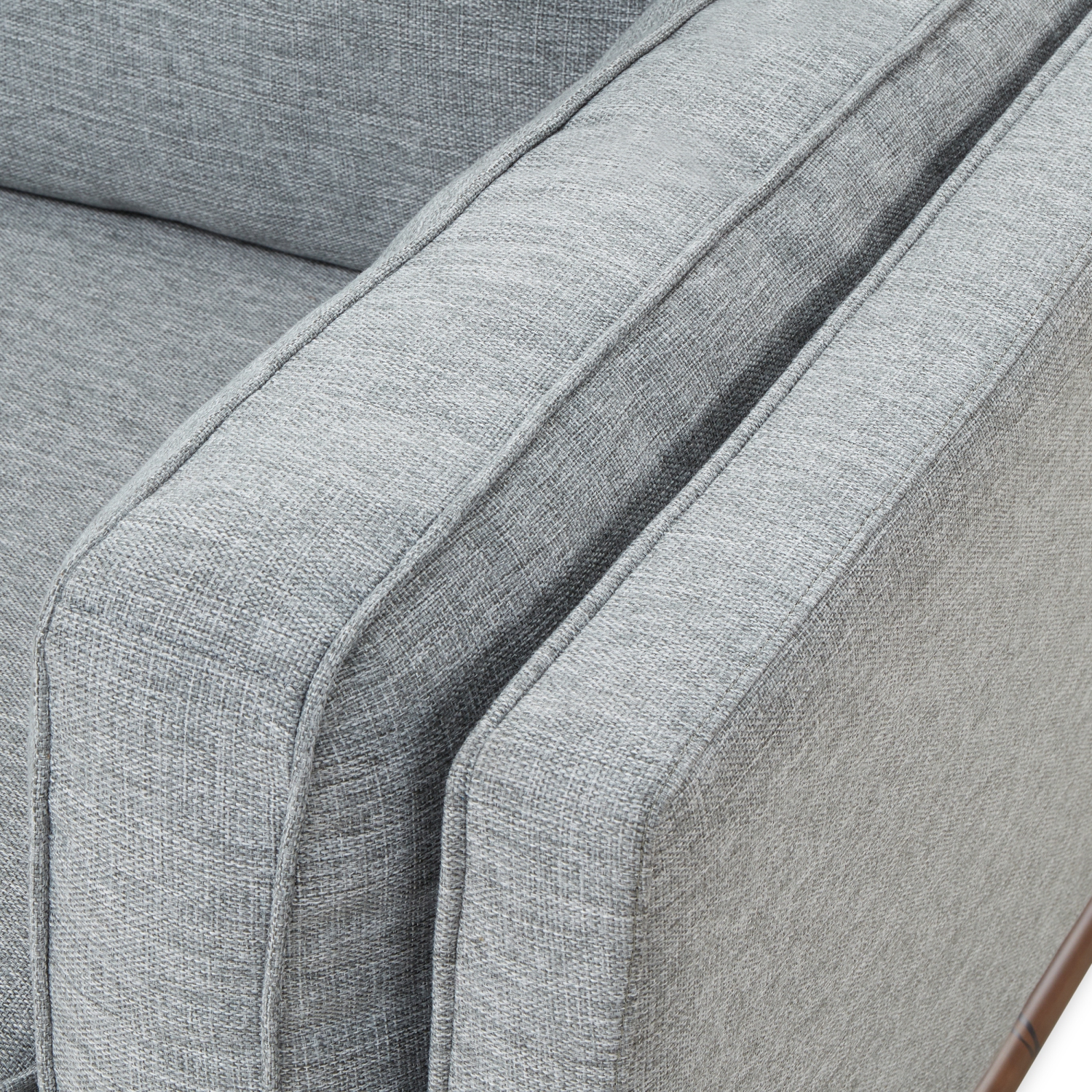 Valencia Artisan Modern Fabric Sofa with Wooden Base, Grey Color