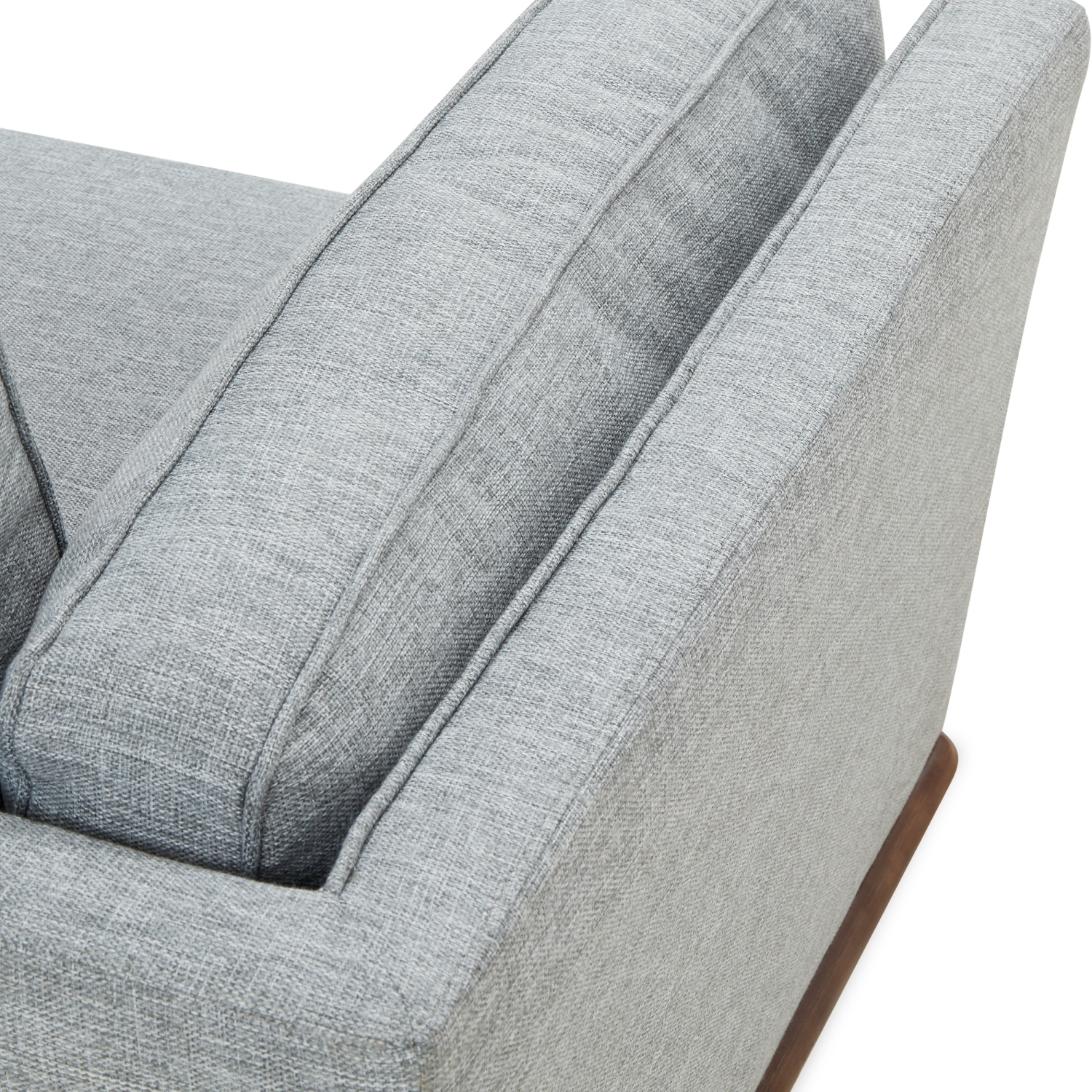 Valencia Artisan Modern Fabric Sofa with Wooden Base, Grey Color