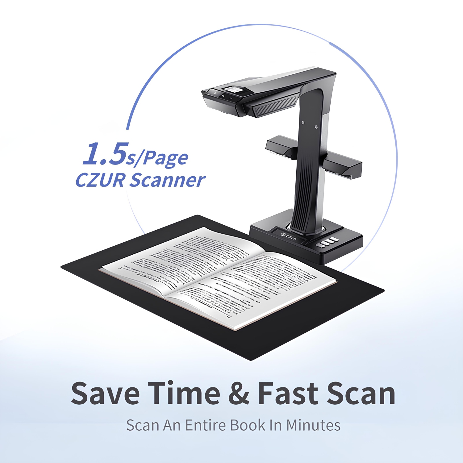 CZUR Book Scanner - A3 Overhead Document Scanner - 25MP Camera, OCR, HDMI - Office, Library & Classroom Use | ET25 Pro
