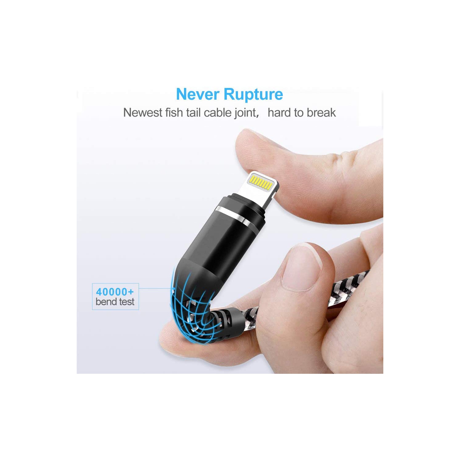 [1.0M/3.3Ft] Heavy Duty Nylon Braid USB to Lightning Fast Charging Data Cable Cord for iPhone iPad iPod, Black