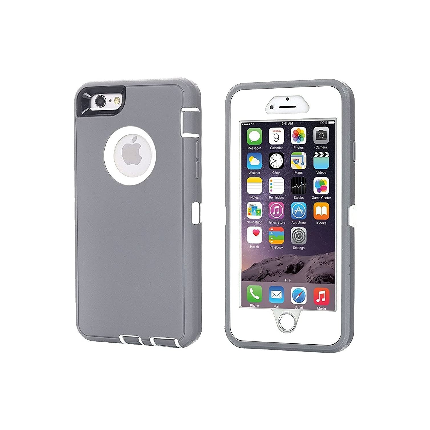 Siège d’auto pour tablette de protection contre les chutes de 3 couches, résistant aux chocs, robuste Defender, iPhone 7G/iPhone 8G/se 2020, gris