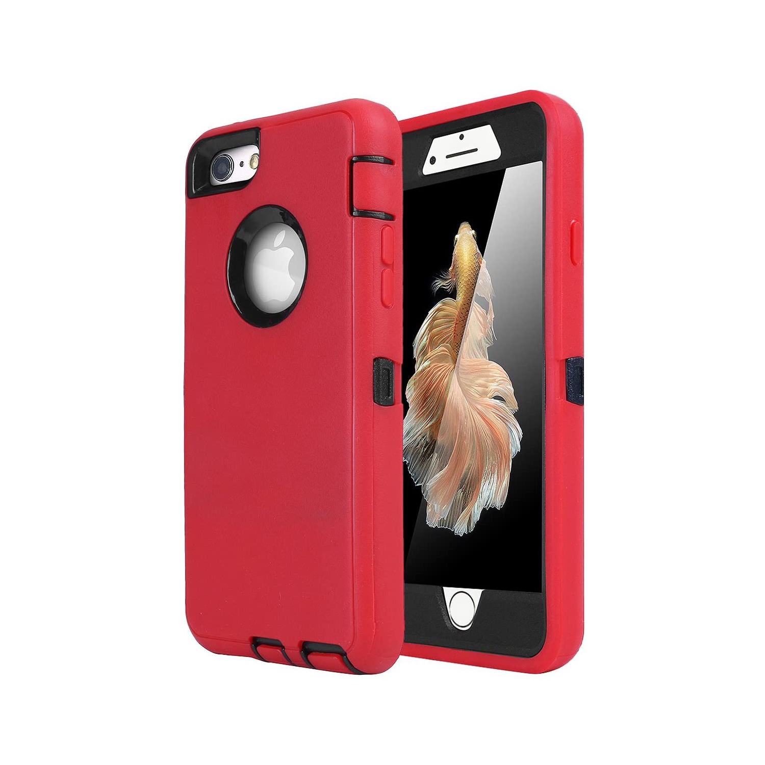 [CSmart] Étui Coque rigide anti-chute triple 3 couches antichoc robuste Defender pour iPhone 7G / iPhone 8G / SE 2020, rouge