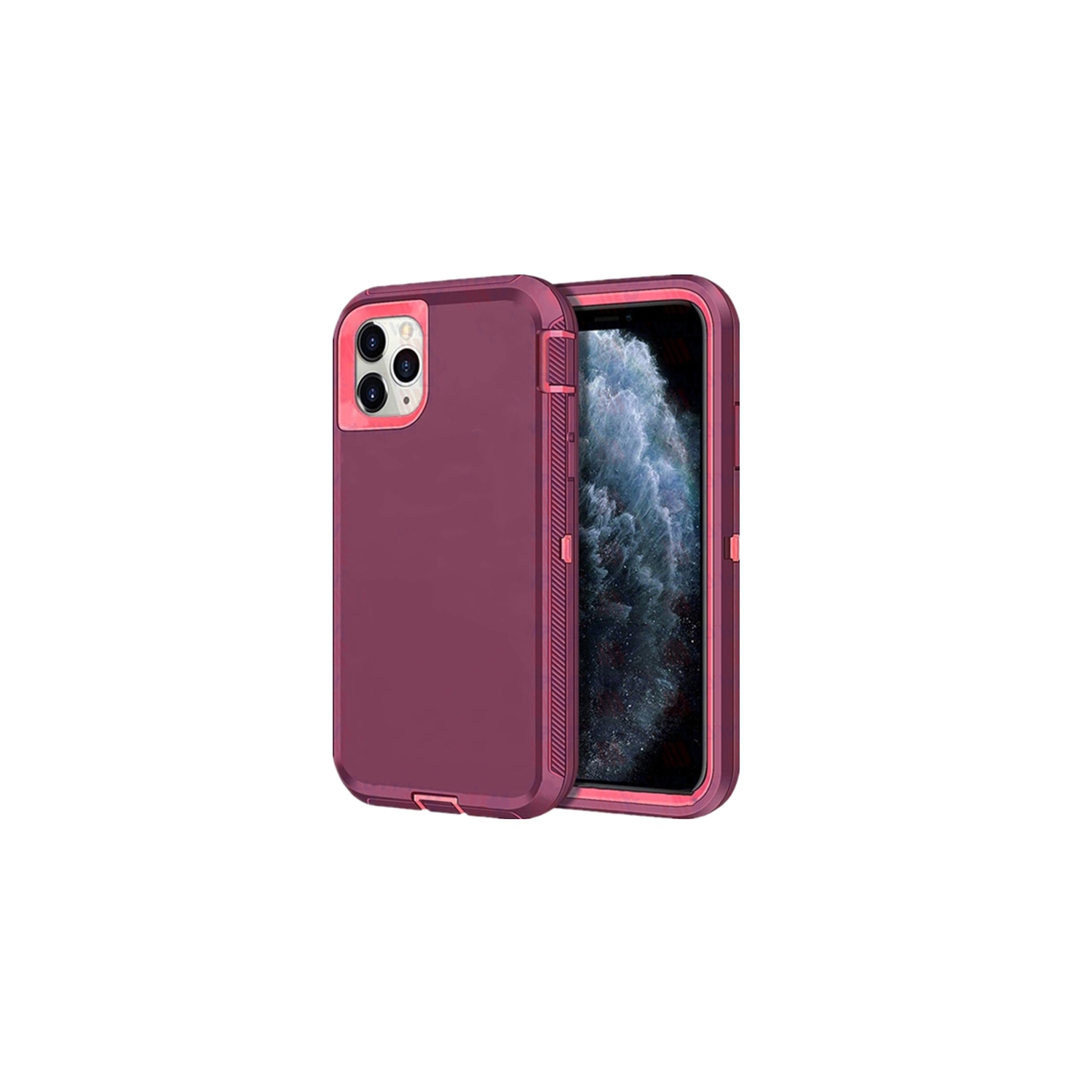 [CSmart] Étui Coque rigide anti-chute triple 3 couches antichoc robuste Defender pour iPhone 11 Pro Max, rose rose