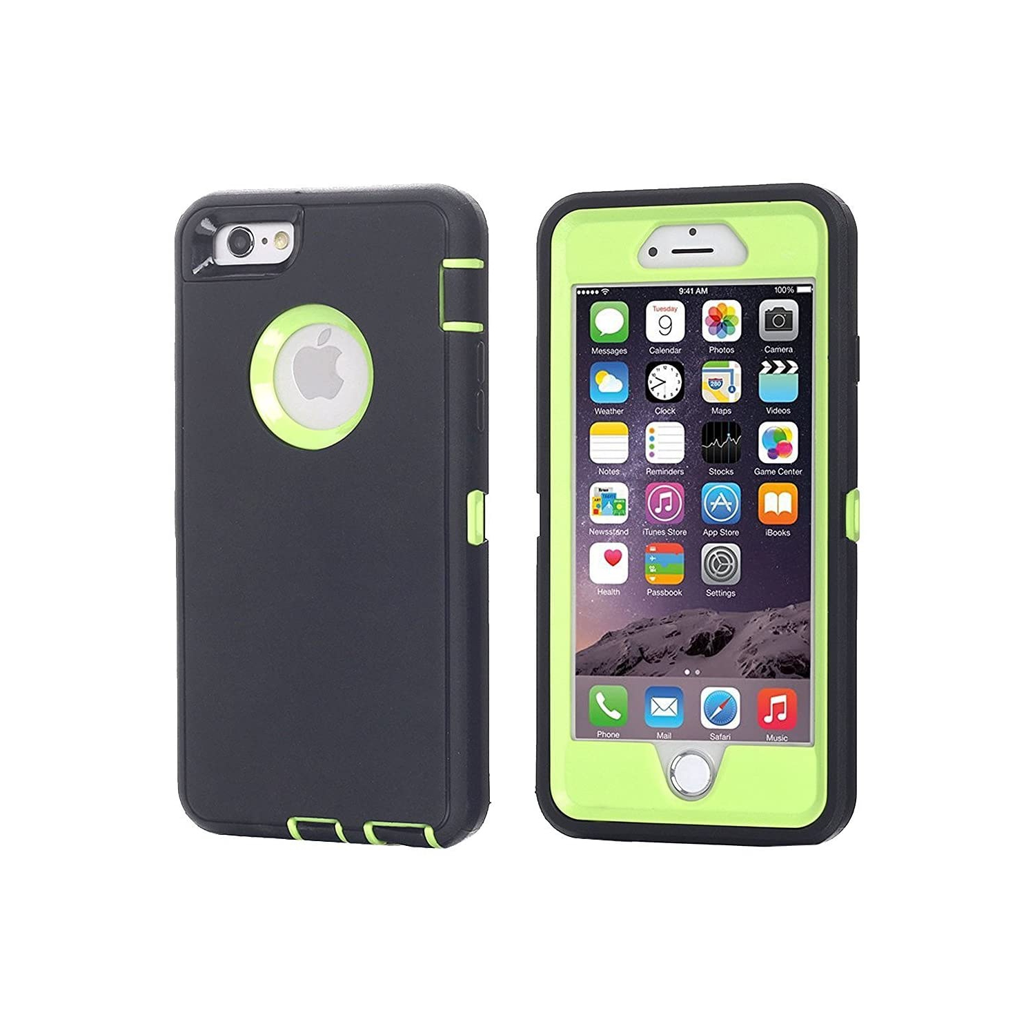 Siège d’auto pour protection contre les chutes de 3 couches, résistant aux chocs, robuste Defender, iPhone 7G/iPhone 8G/se 2020, lime