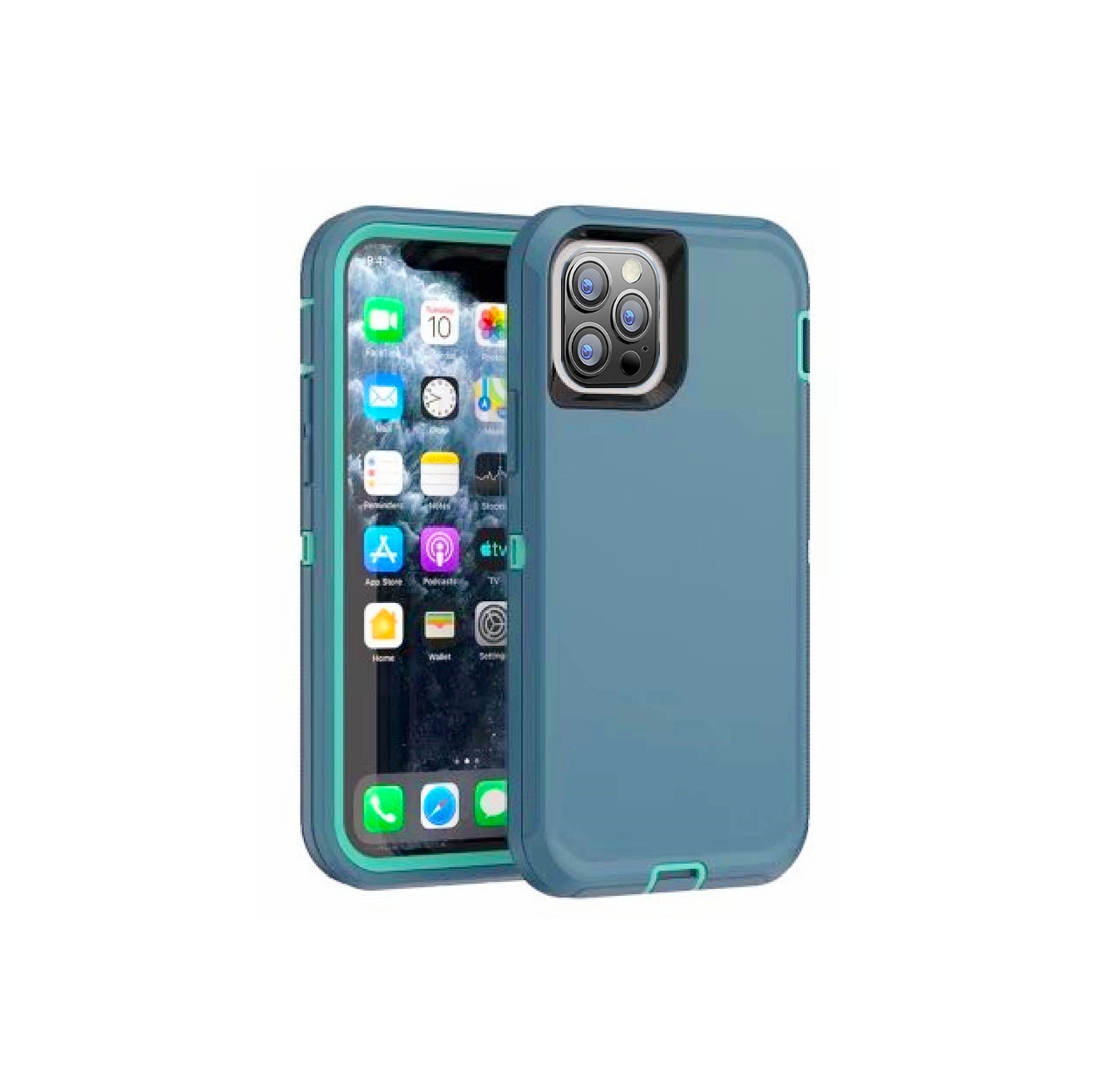【CSmart】 Anti-Drop Triple 3 Layers Shockproof Heavy Duty Defender Hard Case for iPhone 11 Pro, Mint