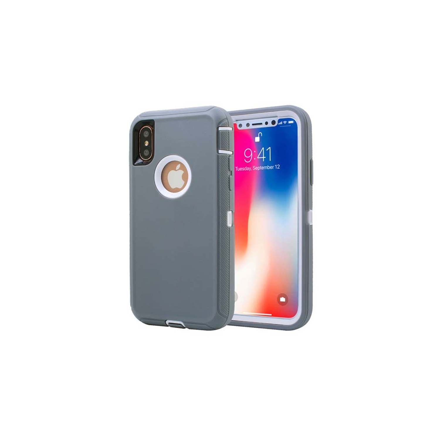 【CSmart】 Anti-Drop Triple 3 Layers Shockproof Heavy Duty Defender Hard Case for iPhone Xs Max, Grey