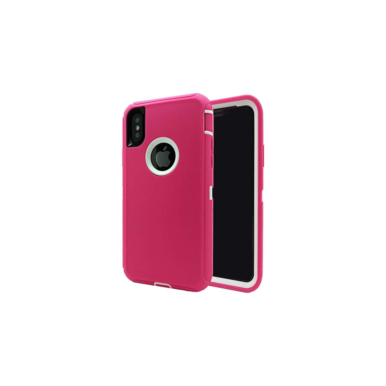 [CS] Étui rigide robuste antichoc à trois couches de 3 pour iPhone X/iPhone XS, rose vif