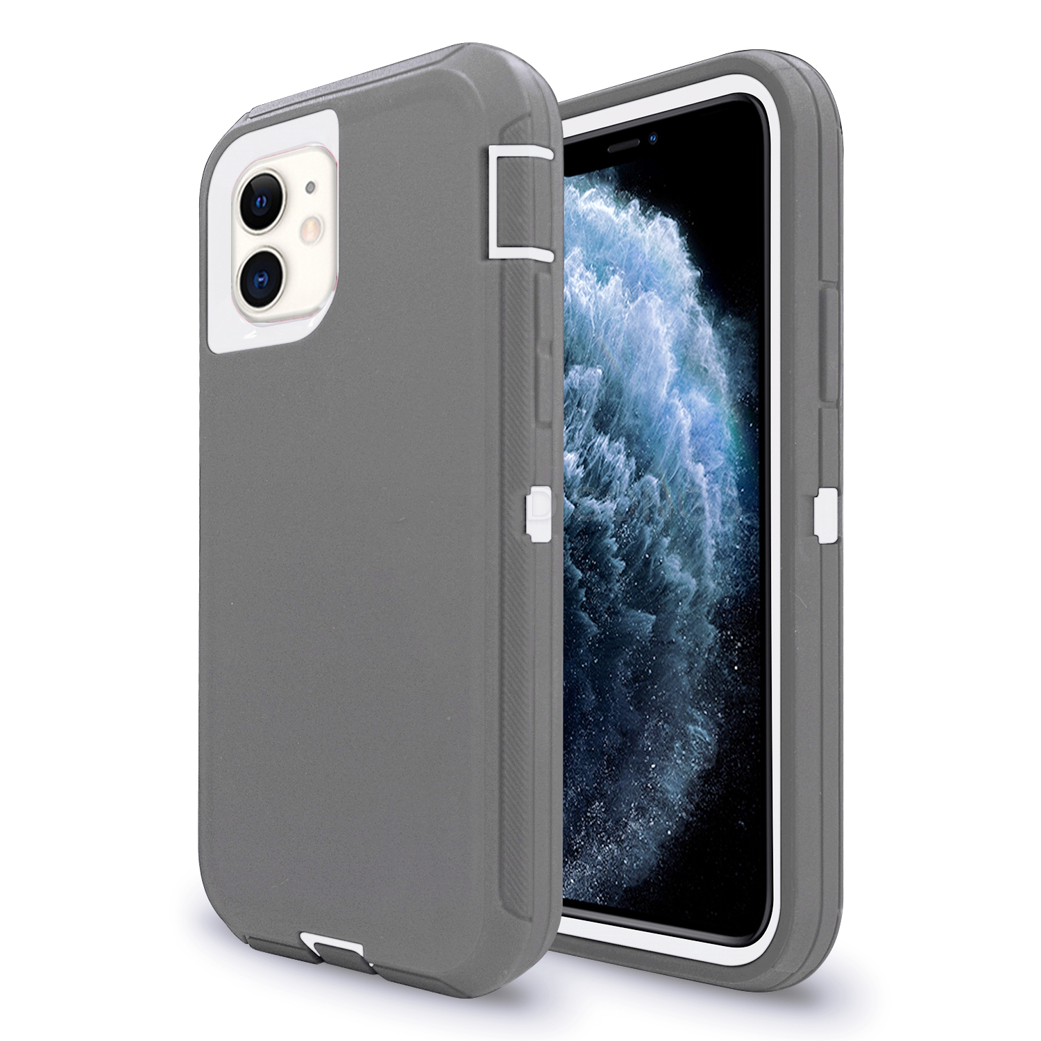 【CSmart】 Étui Coque rigide anti-chute triple 3 couches antichoc robuste Defender pour iPhone 11, gris