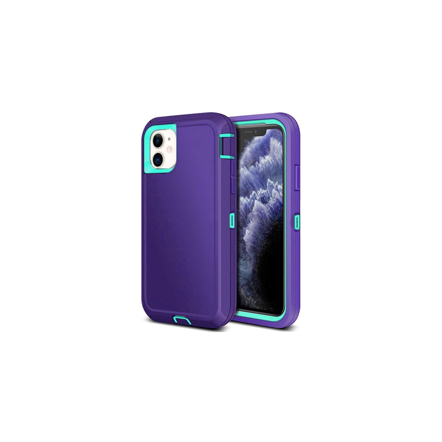 【CSmart】 Anti-Drop Triple 3 Layers Shockproof Heavy Duty Defender Hard Case for iPhone 12 Mini, Purple