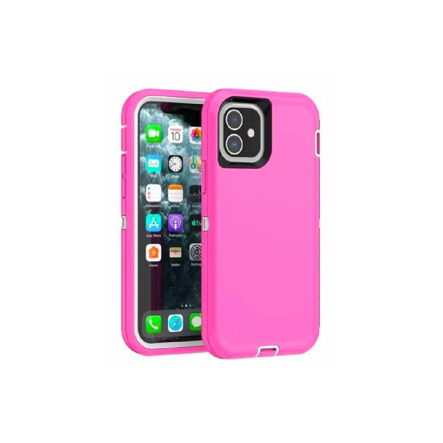【CSmart】 Anti-Drop Triple 3 Layers Shockproof Heavy Duty Defender Hard Case for iPhone 11 Pro, Hot Pink