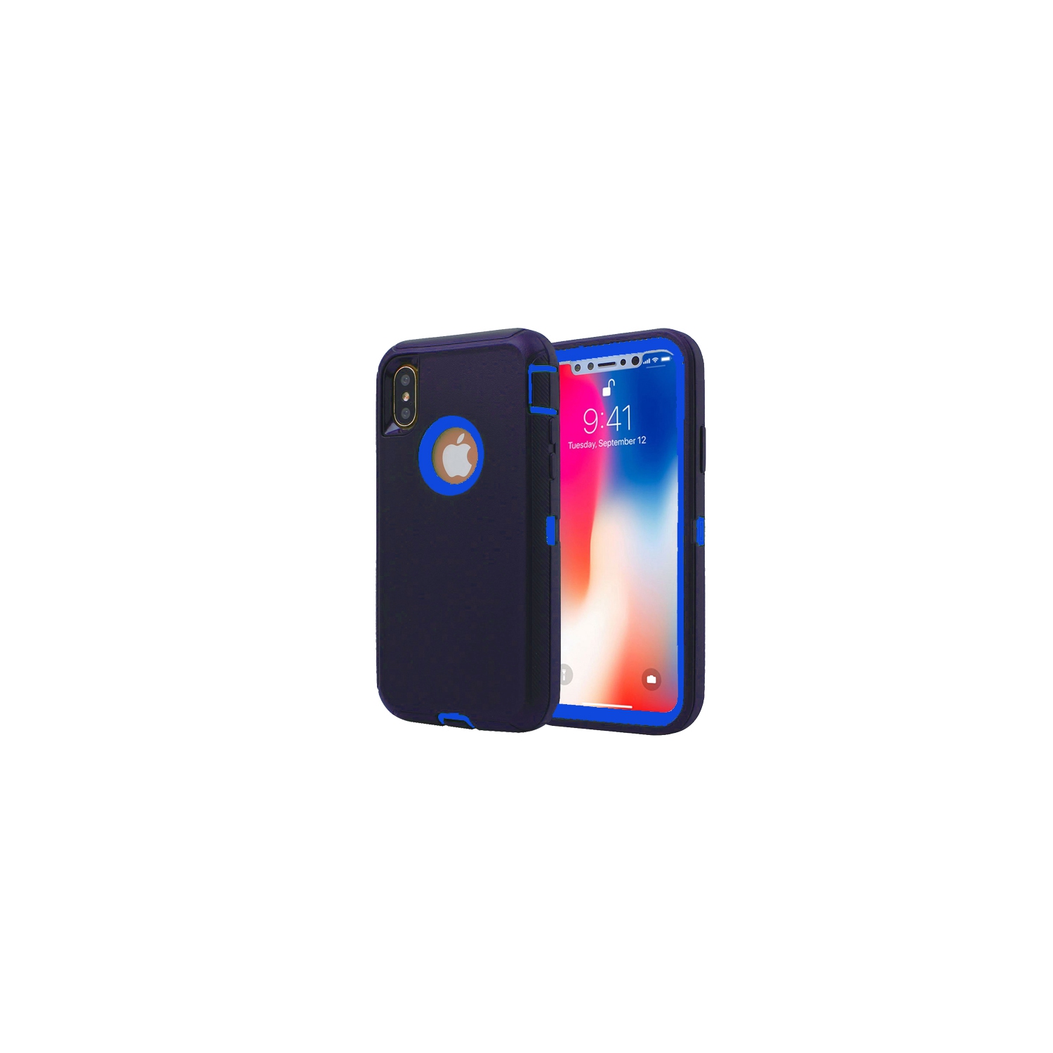 【CSmart】 Anti-Drop Triple 3 Layers Shockproof Heavy Duty Defender Hard Case for iPhone Xs Max, Navy