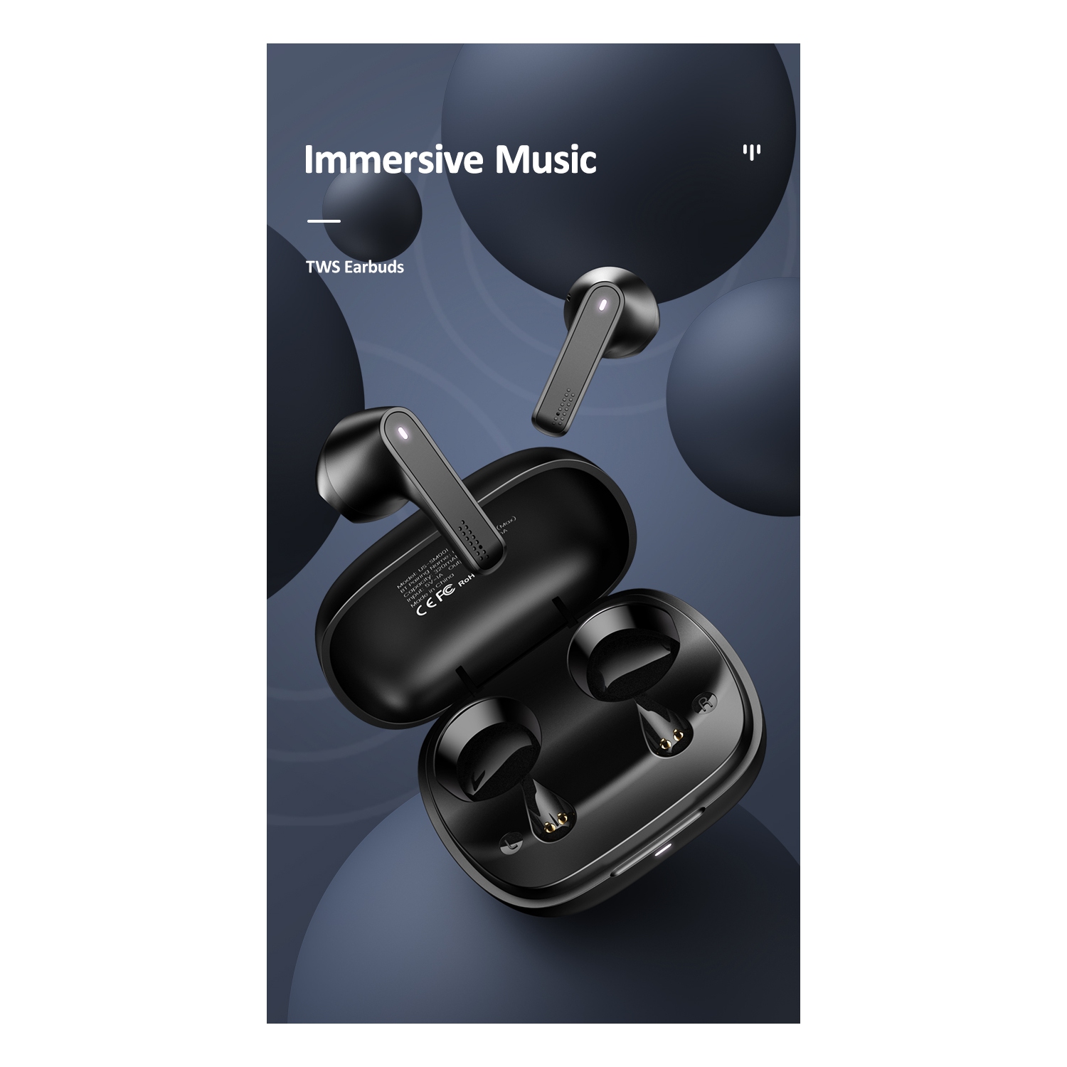 Véritables écouteurs sans fil Bluetooth 5.0 compatibles avec Android, Apple Airpod, PC. Commandes tactiles, son de basse super stéréo, durée de