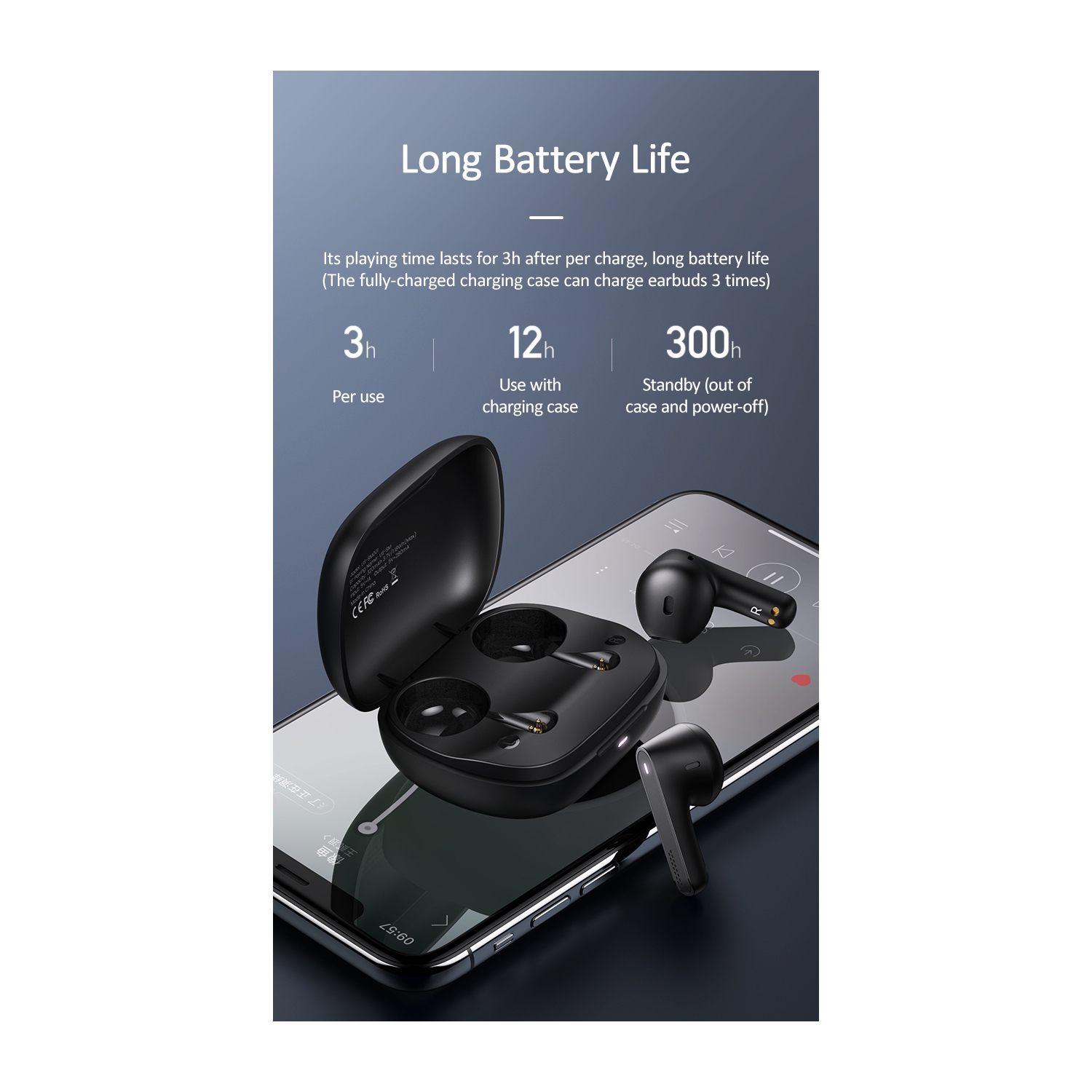 Véritables écouteurs sans fil Bluetooth 5.0 compatibles avec Android, Apple Airpod, PC. Commandes tactiles, son de basse super stéréo, durée de