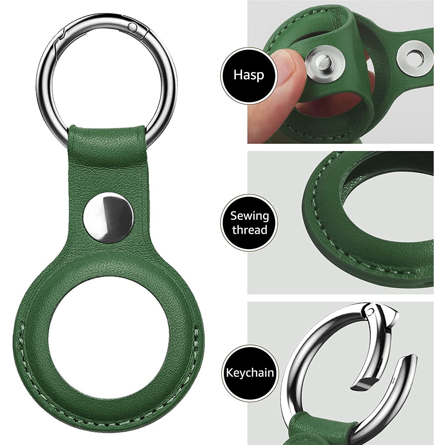 ( PAQUET de 4 ) Étui en cuir WINGOMART pour AirTag, étui protecteur anti-rayures avec porte-clés compatible avec AirTags 2021